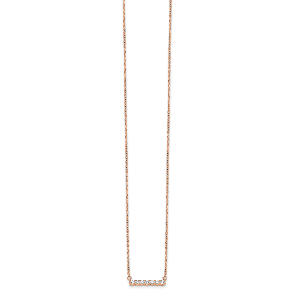 14k Rose Gold 1/4 carat Lab Grown Diamond VS/SI+ G+ Complete 18 inch Bar Necklace