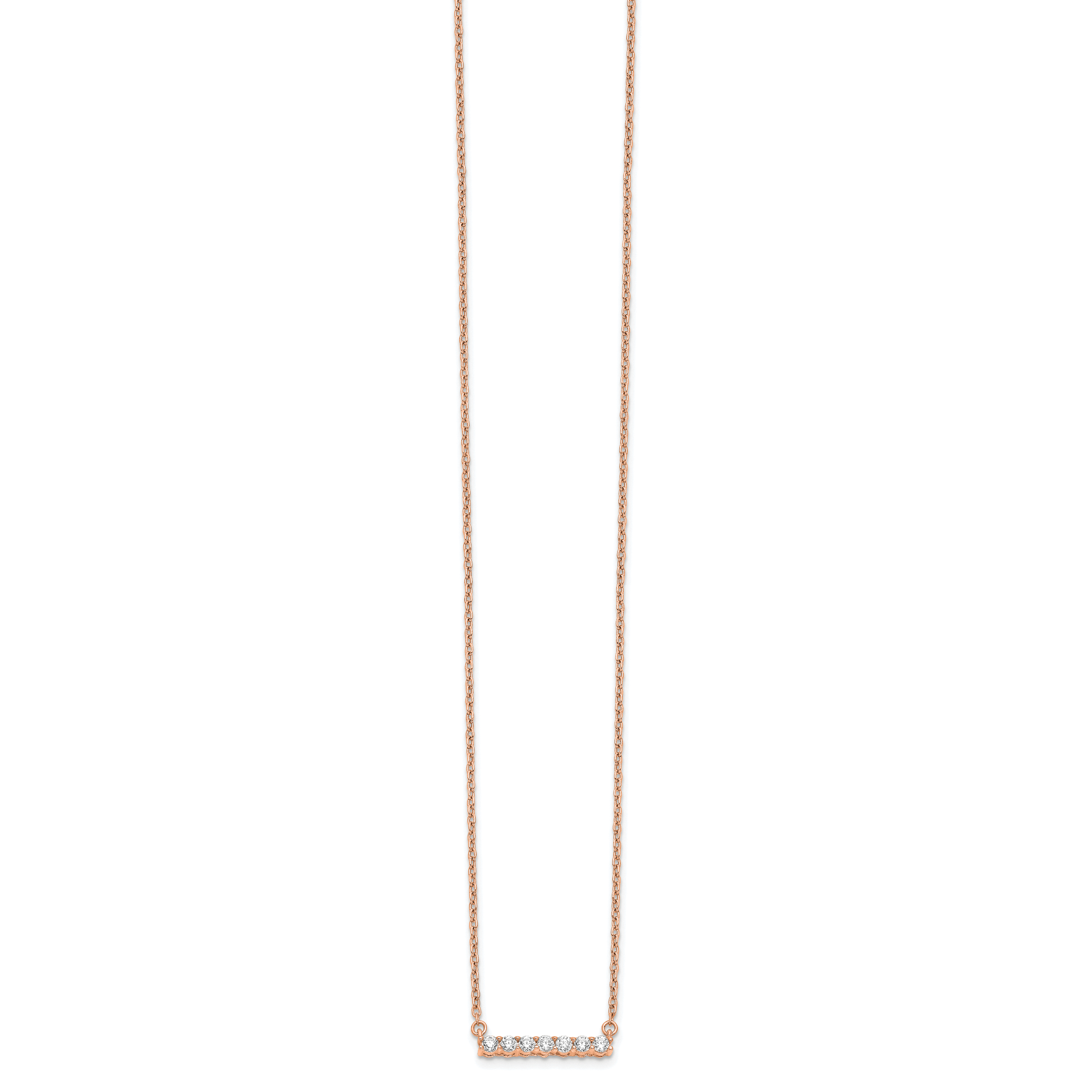14k Rose Gold 1/4 carat Lab Grown Diamond VS/SI+ G+ Complete 18 inch Bar Necklace