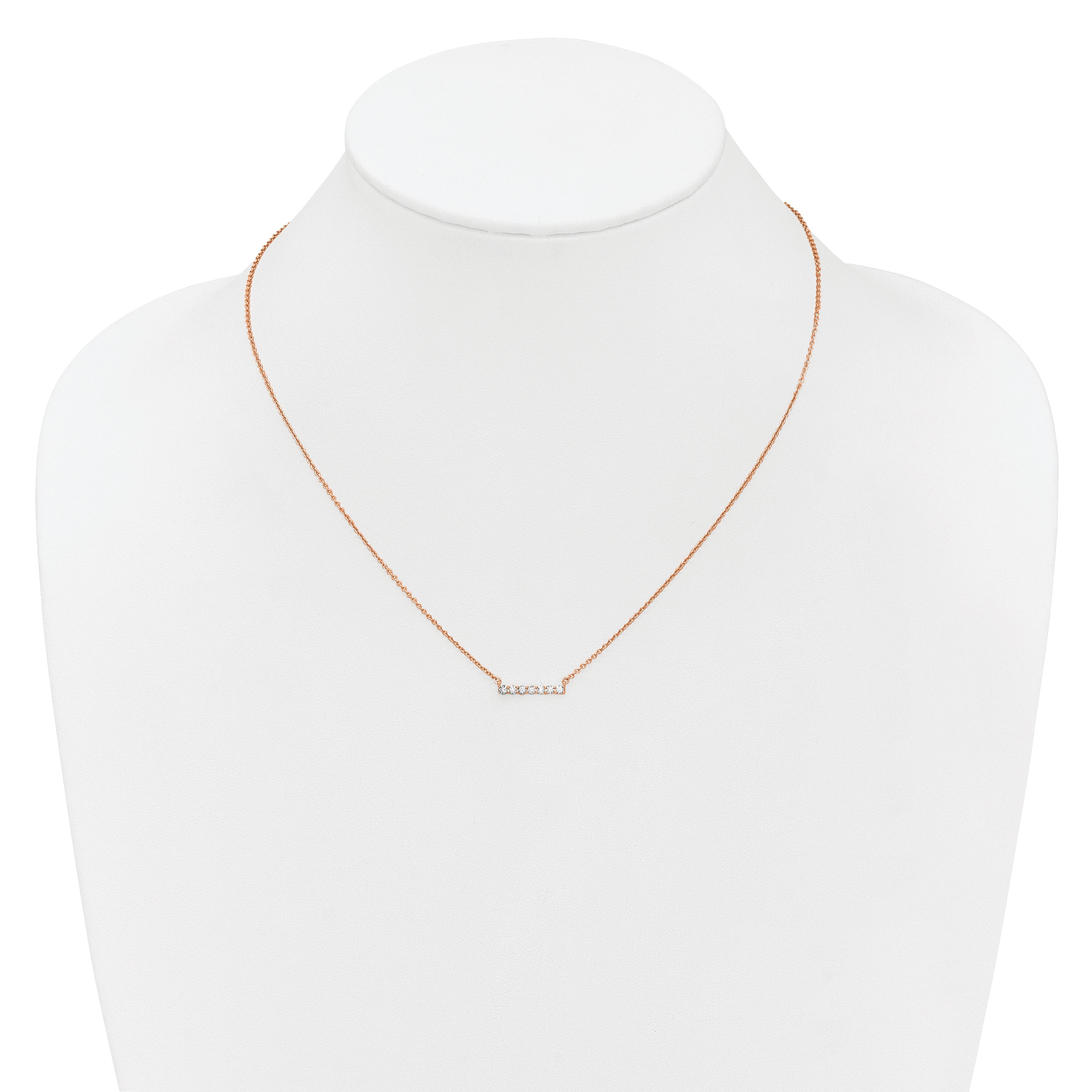 14k Rose Gold 1/4 carat Lab Grown Diamond VS/SI+ G+ Complete 18 inch Bar Necklace