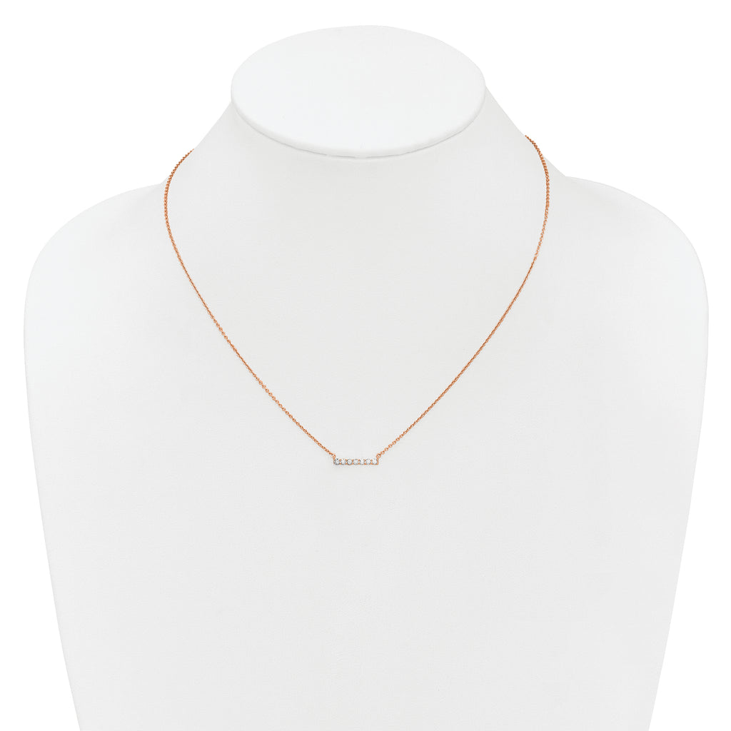 14k Rose Gold 1/4 carat Lab Grown Diamond VS/SI+ G+ Complete 18 inch Bar Necklace