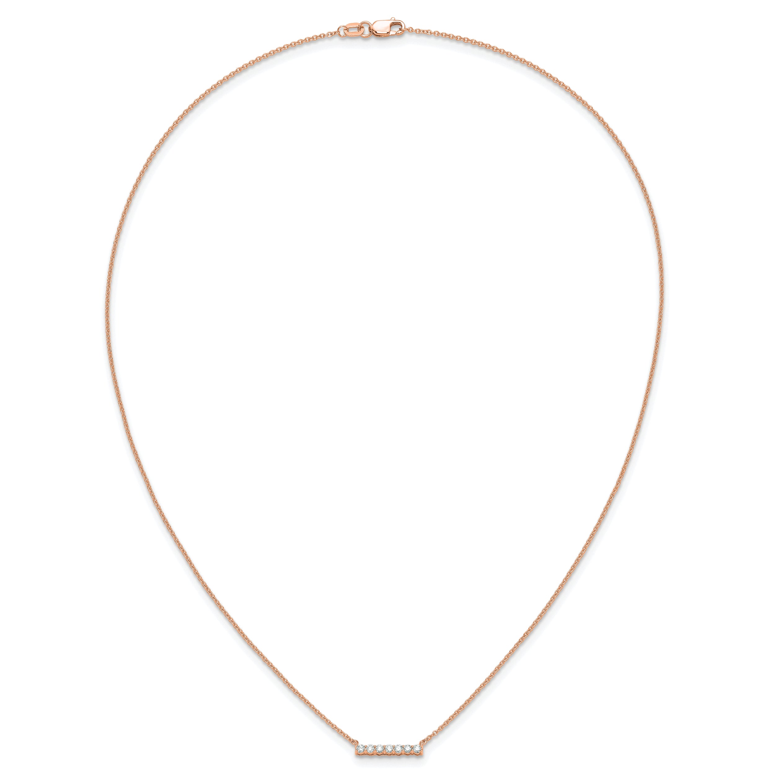 14k Rose Gold 1/4 carat Lab Grown Diamond VS/SI+ G+ Complete 18 inch Bar Necklace