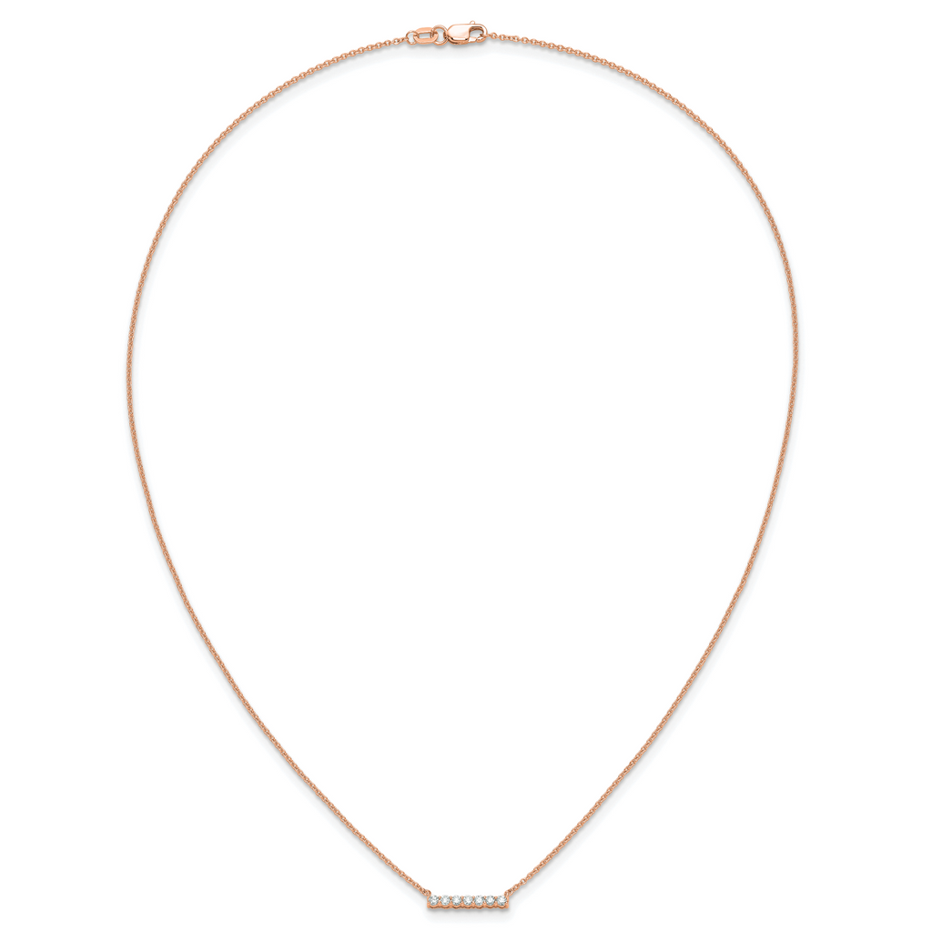 14k Rose Gold 1/4 carat Lab Grown Diamond VS/SI+ G+ Complete 18 inch Bar Necklace