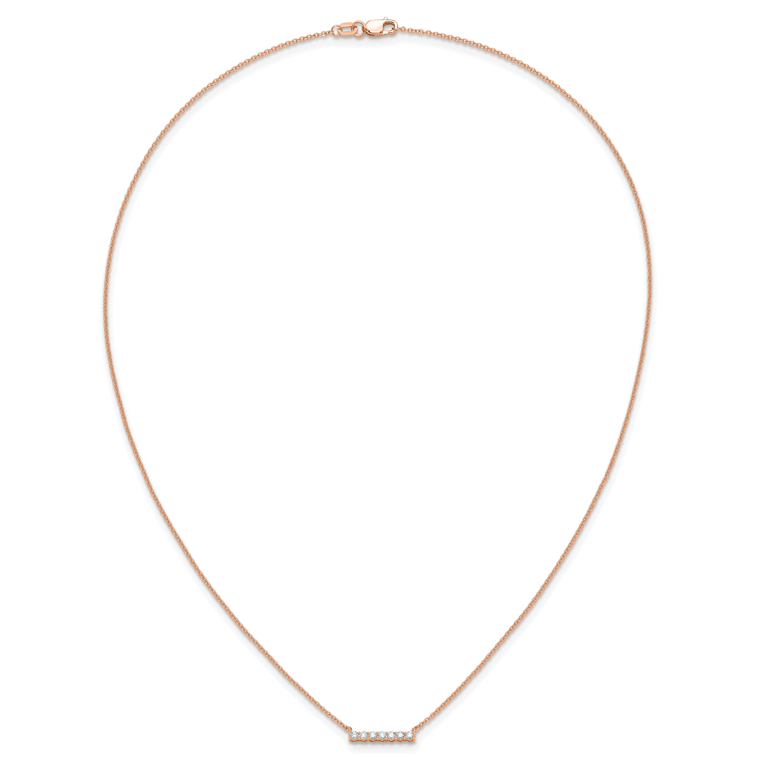 14k Rose Gold 1/4 carat Lab Grown Diamond VS/SI+ G+ Complete 18 inch Bar Necklace
