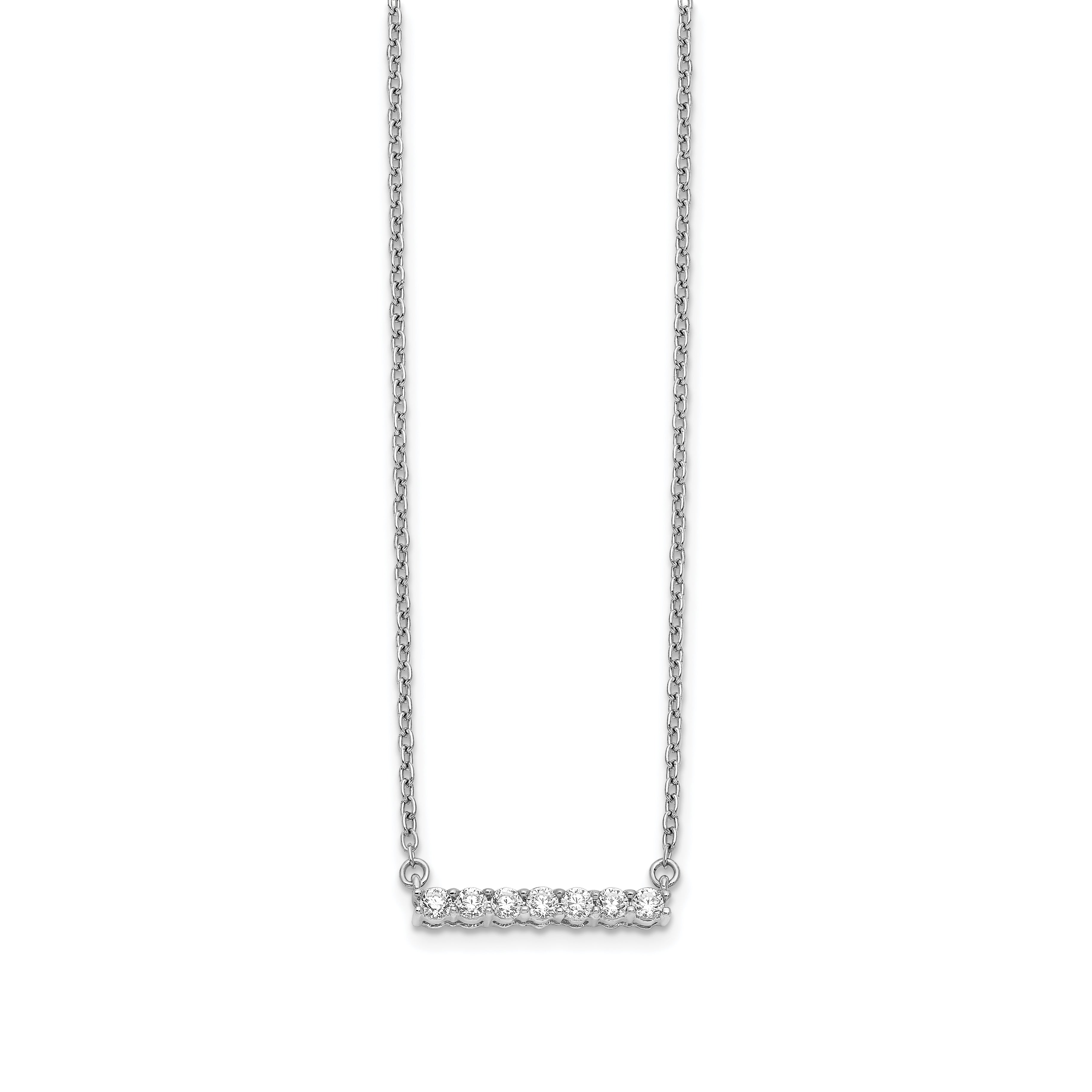 14k White Gold 1/4 carat Lab Grown Diamond VS/SI+ G+ Complete 18 inch Bar Necklace Secondary image