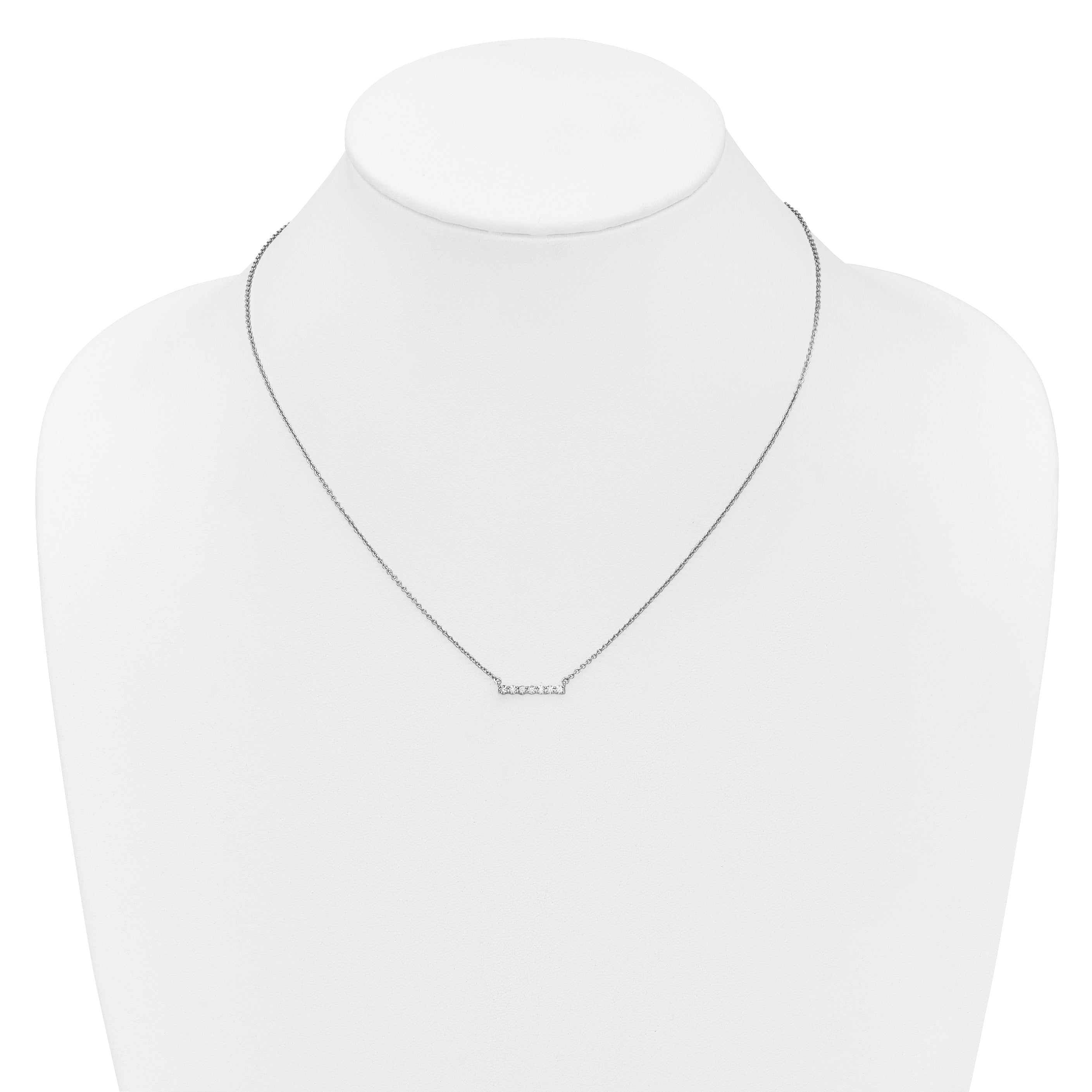 14k White Gold 1/4 carat Lab Grown Diamond VS/SI+ G+ Complete 18 inch Bar Necklace