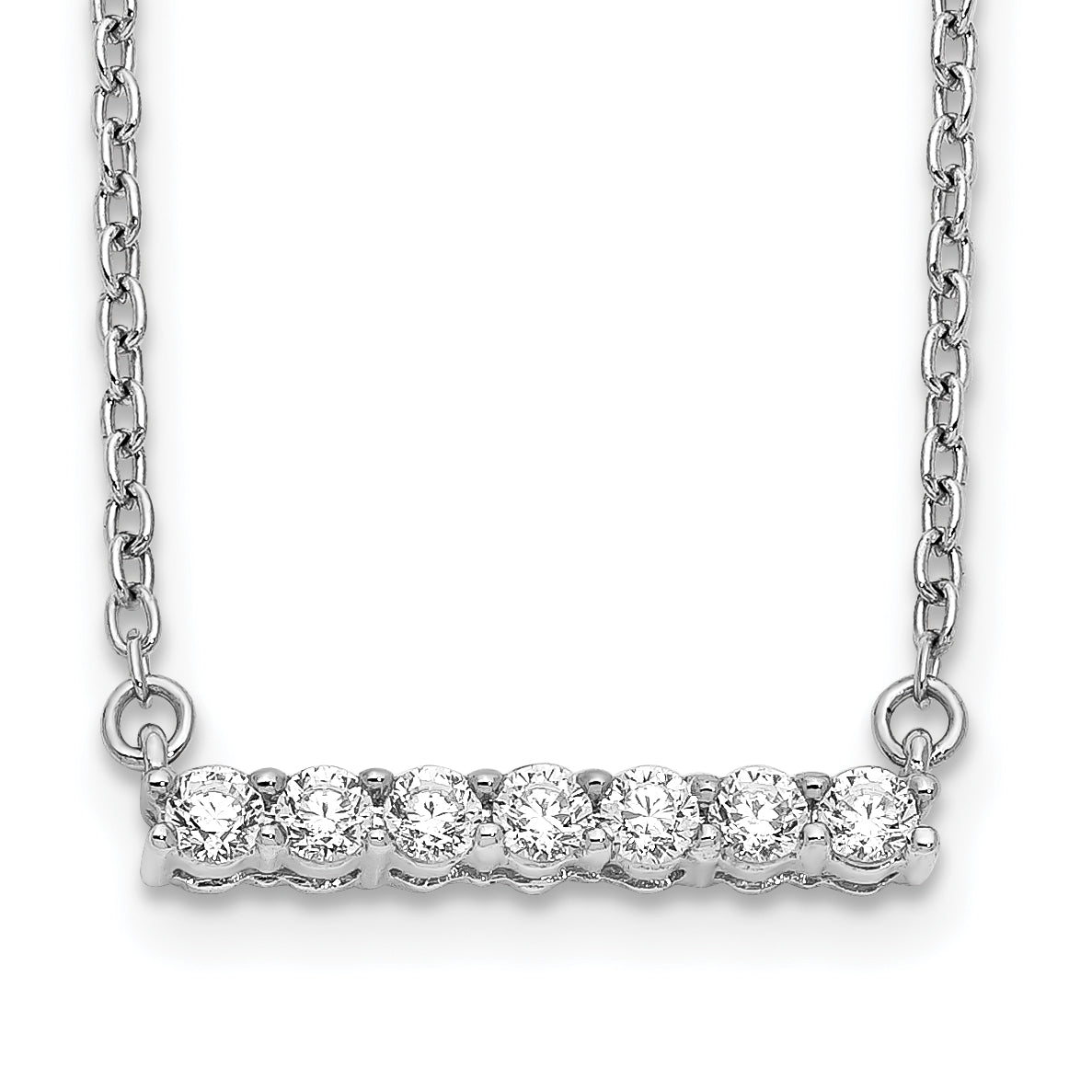14k White Gold 1/4 carat Lab Grown Diamond VS/SI+ G+ Complete 18 inch Bar Necklace Main image