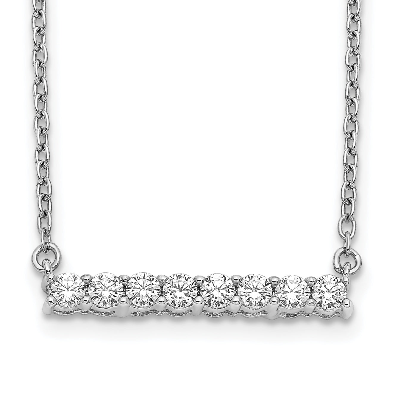 14k White Gold 1/3 carat Lab Grown Diamond VS/SI+ G+ Complete 18 inch Bar Necklace Main image