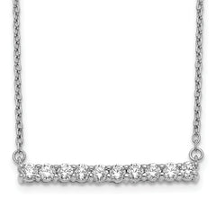 10k White Gold Diamond Bar 18 inch Necklace