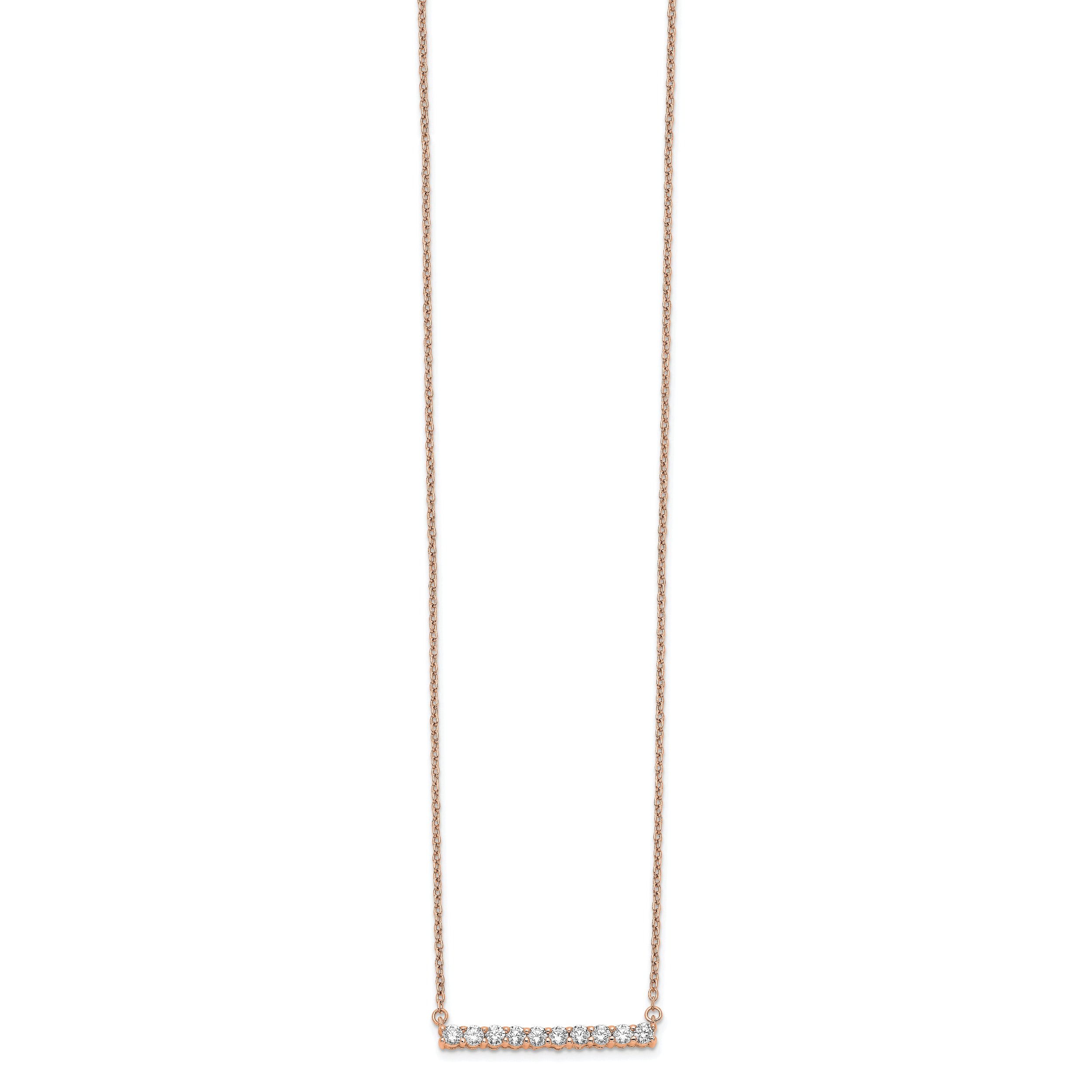 14k Rose Gold 1/2 carat Lab Grown Diamond VS/SI+ G+ Complete 18 inch Bar Necklace