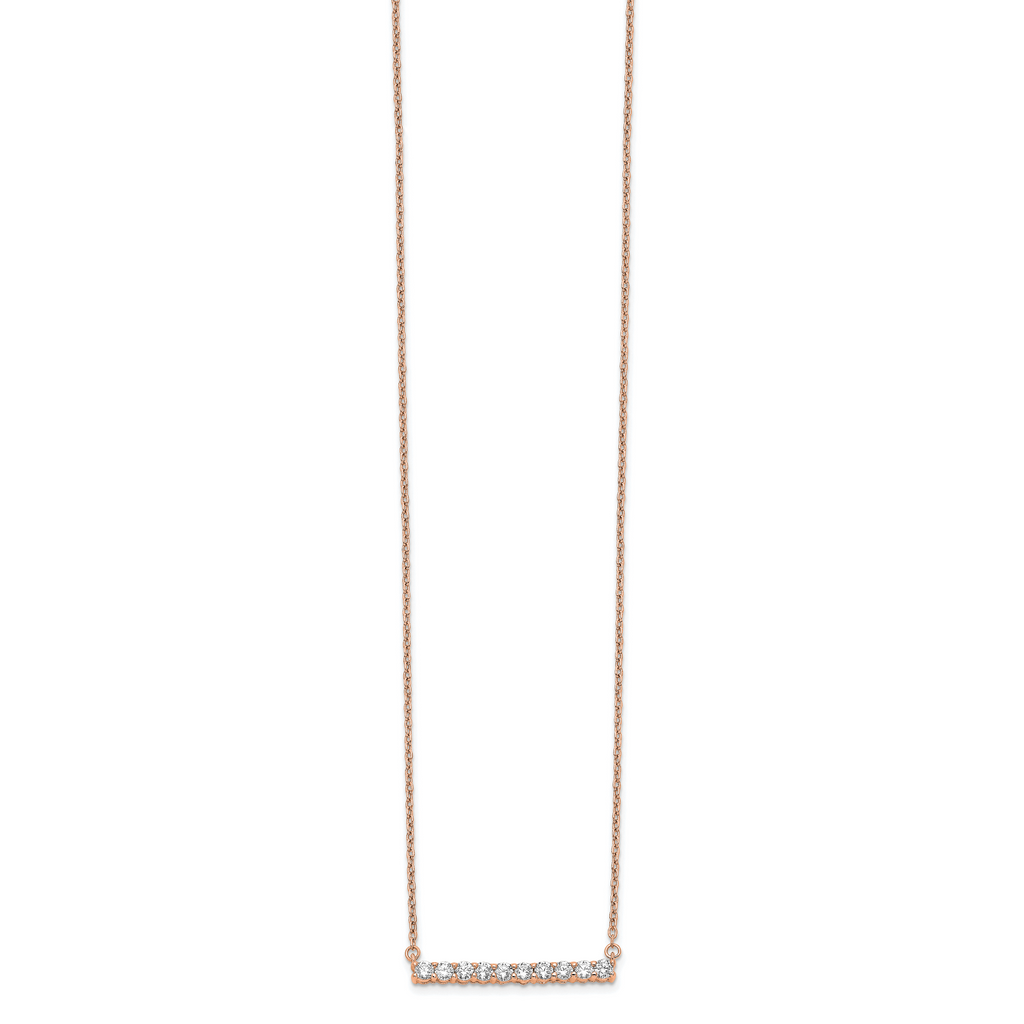 14k Rose Gold 1/2 carat Lab Grown Diamond VS/SI+ G+ Complete 18 inch Bar Necklace