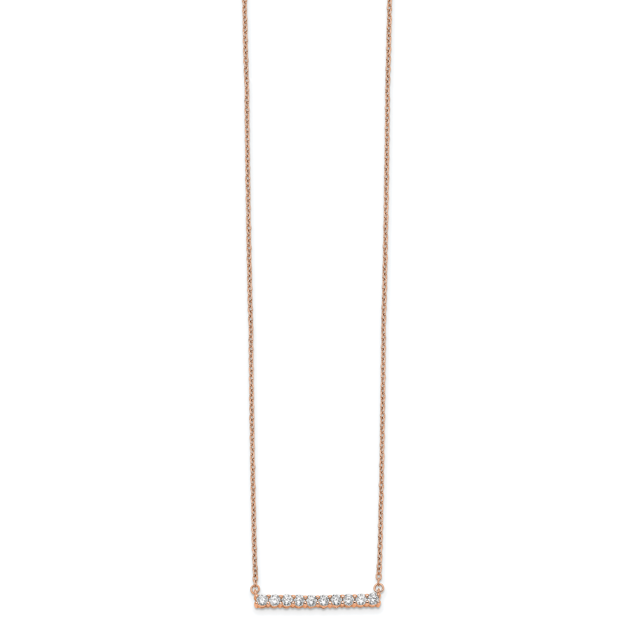 14k Rose Gold 1/2 carat Lab Grown Diamond VS/SI+ G+ Complete 18 inch Bar Necklace