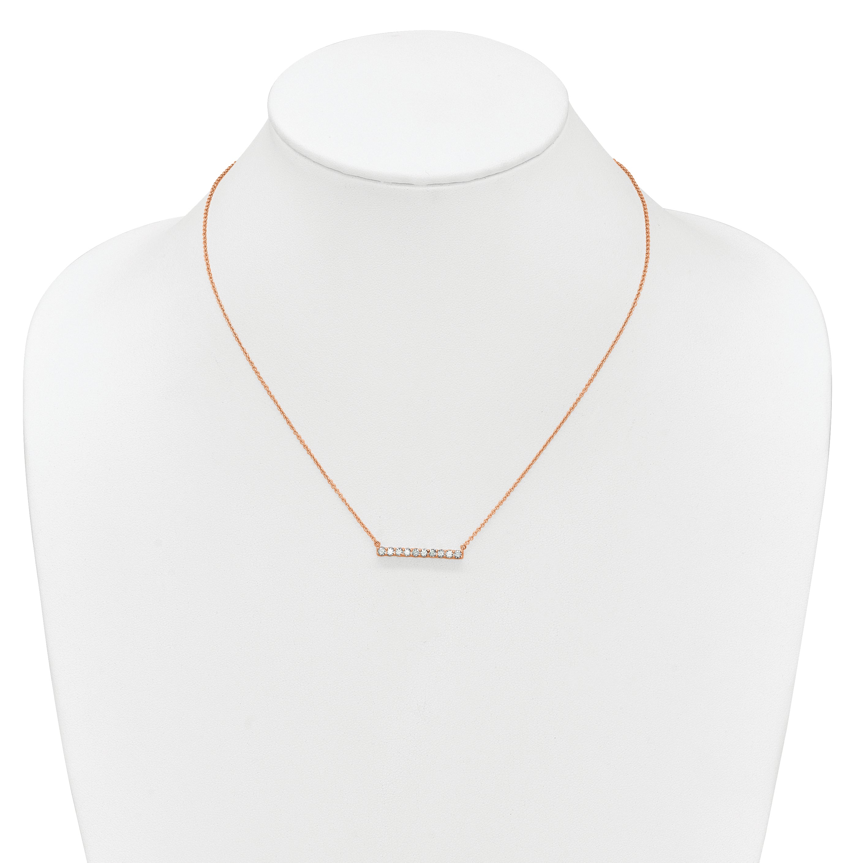 14k Rose Gold 1/2 carat Lab Grown Diamond VS/SI+ G+ Complete 18 inch Bar Necklace