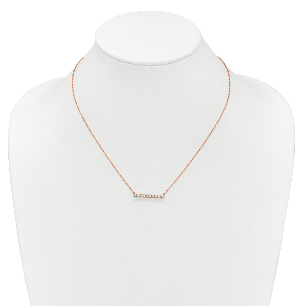 14k Rose Gold 1/2 carat Lab Grown Diamond VS/SI+ G+ Complete 18 inch Bar Necklace