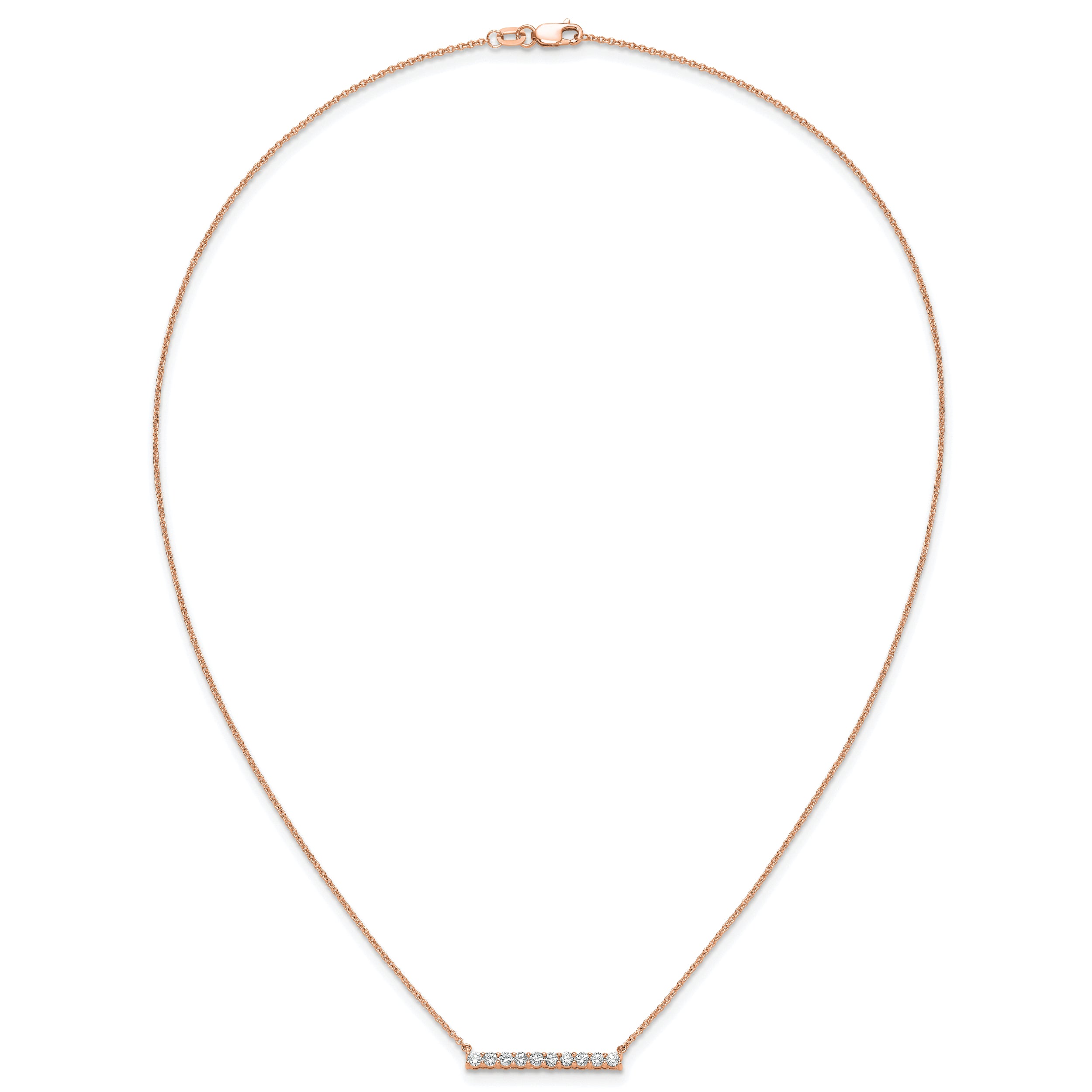 14k Rose Gold 1/2 carat Lab Grown Diamond VS/SI+ G+ Complete 18 inch Bar Necklace