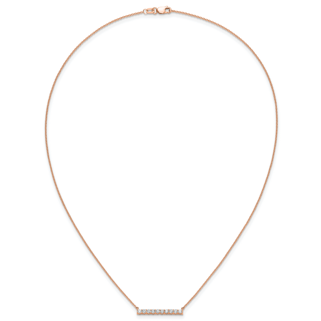 14k Rose Gold 1/2 carat Lab Grown Diamond VS/SI+ G+ Complete 18 inch Bar Necklace