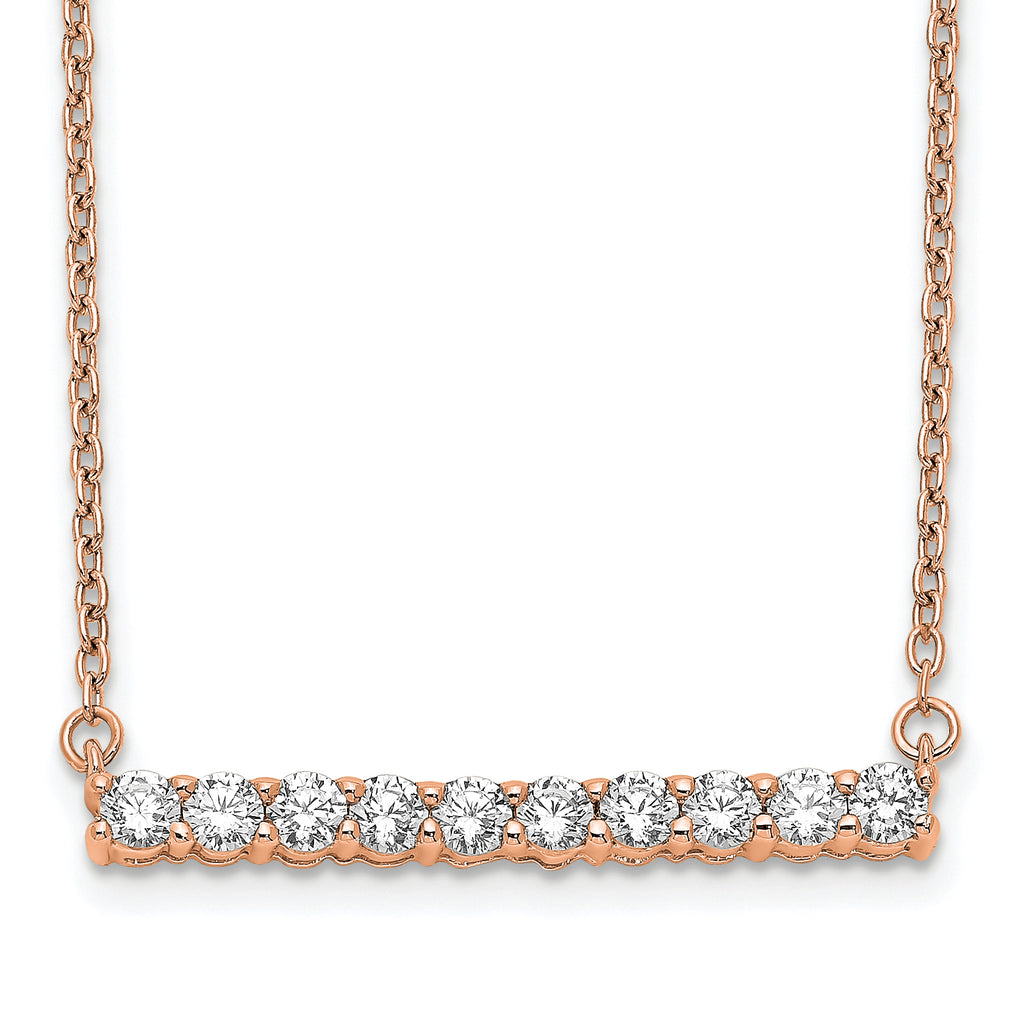 14k Rose Gold 1/2 carat Lab Grown Diamond VS/SI+ G+ Complete 18 inch Bar Necklace