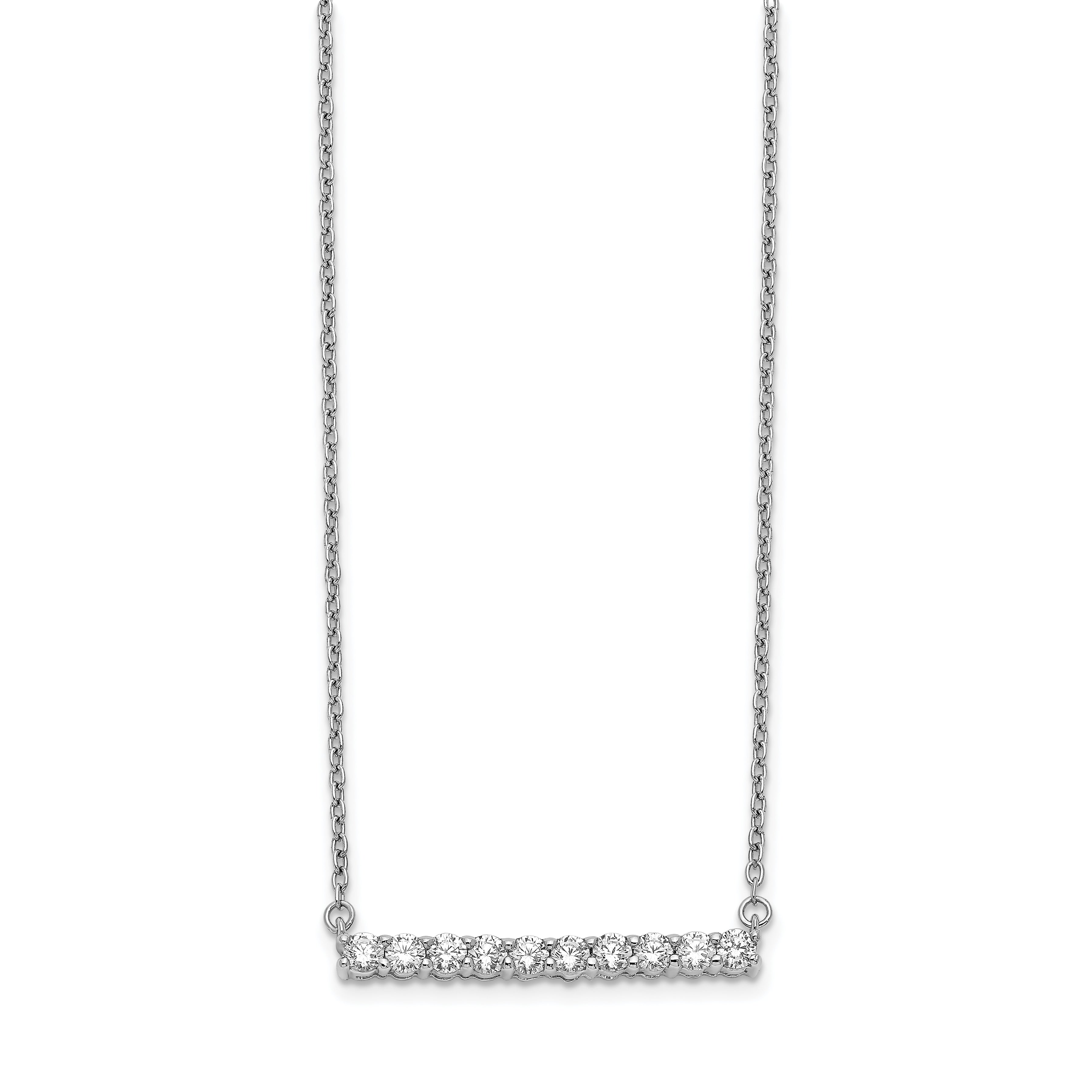 14k White Gold 1/2 carat Lab Grown Diamond VS/SI+ G+ Complete 18 inch Bar Necklace