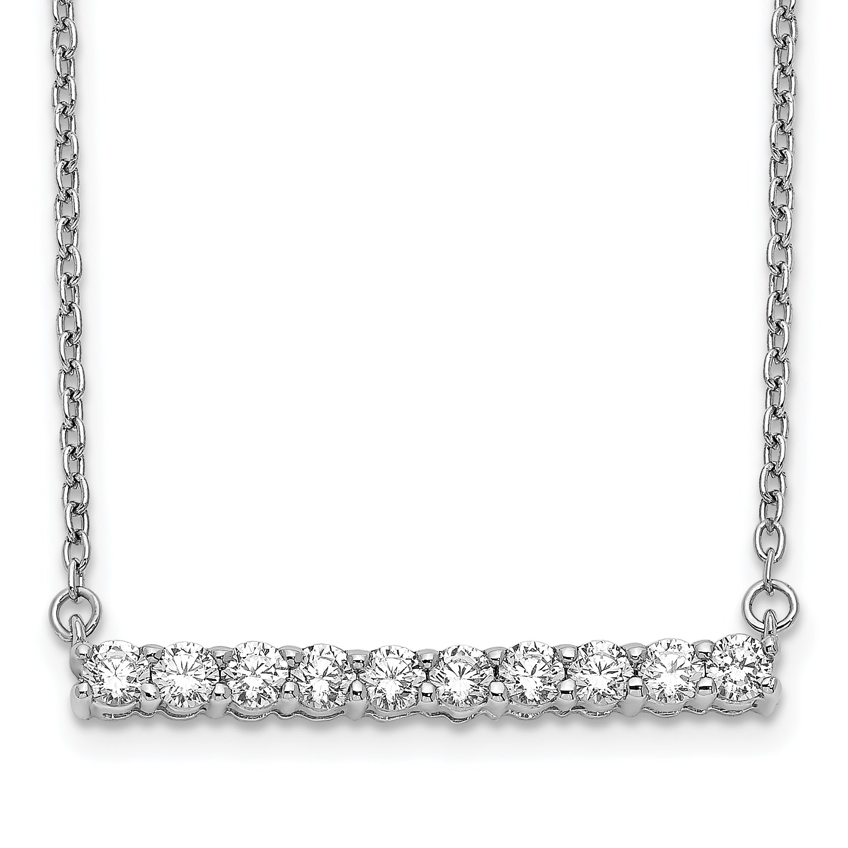 14k White Gold 1/2 carat Lab Grown Diamond VS/SI+ G+ Complete 18 inch Bar Necklace Main image