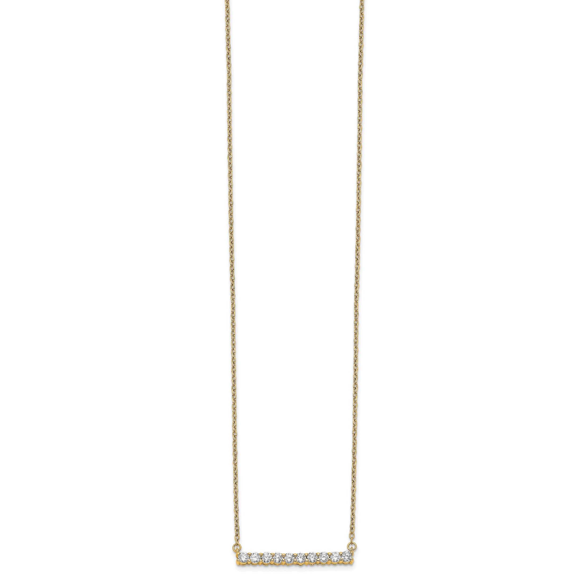 14k 1/2 carat Lab Grown Diamond VS/SI+ G+ Complete 18 inch Bar Necklace
