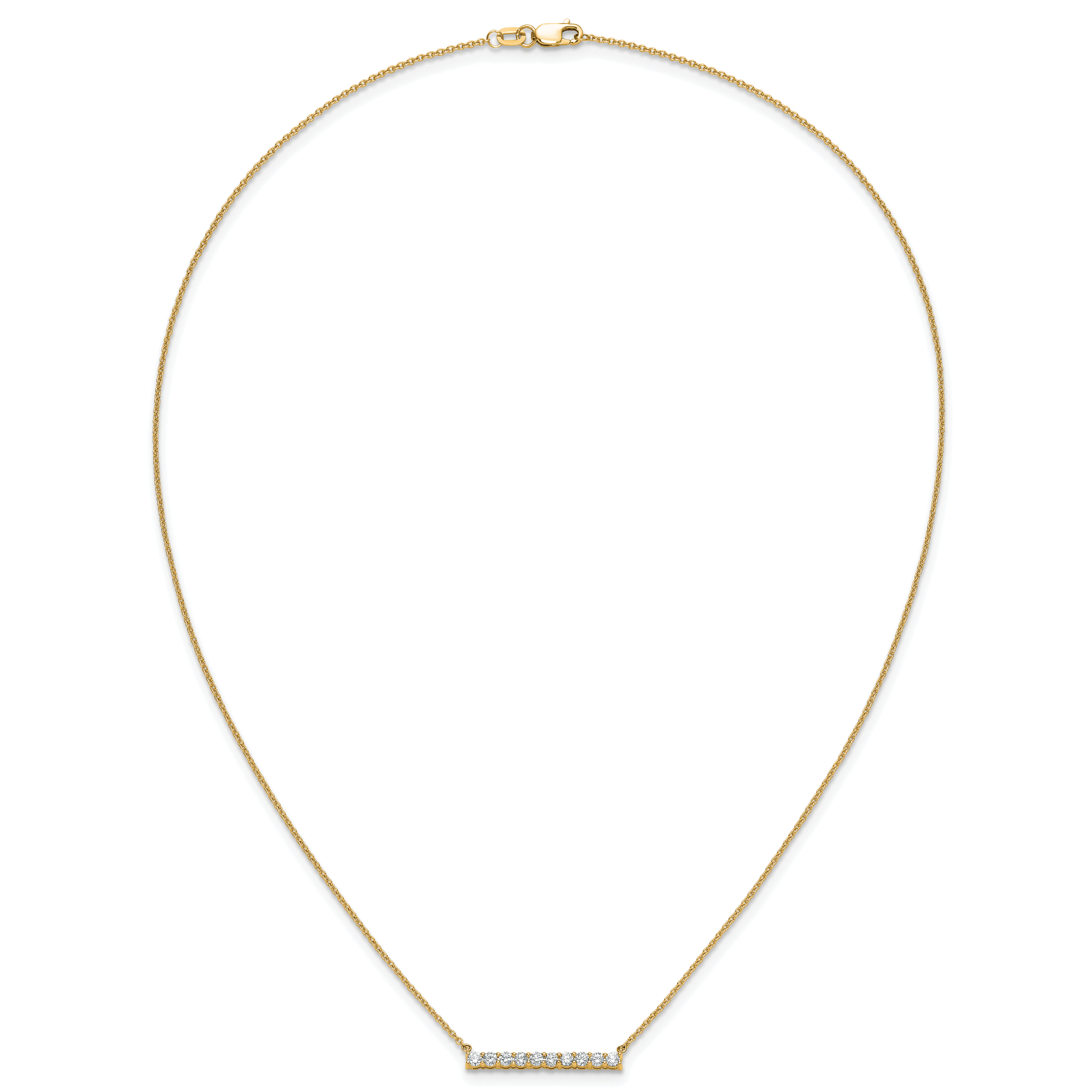 14k 1/2 carat Lab Grown Diamond VS/SI+ G+ Complete 18 inch Bar Necklace
