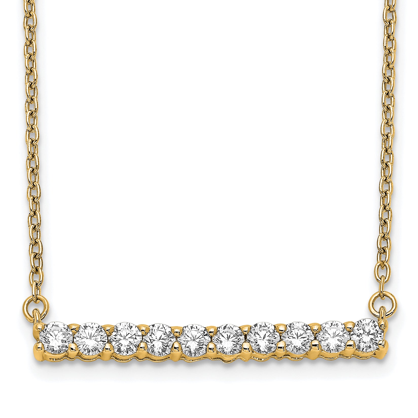 14k 1/2 carat Lab Grown Diamond VS/SI+ G+ Complete 18 inch Bar Necklace