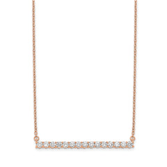 14k Rose Gold 3/4 carat Lab Grown Diamond VS/SI+ G+ 18 inch Bar Necklace