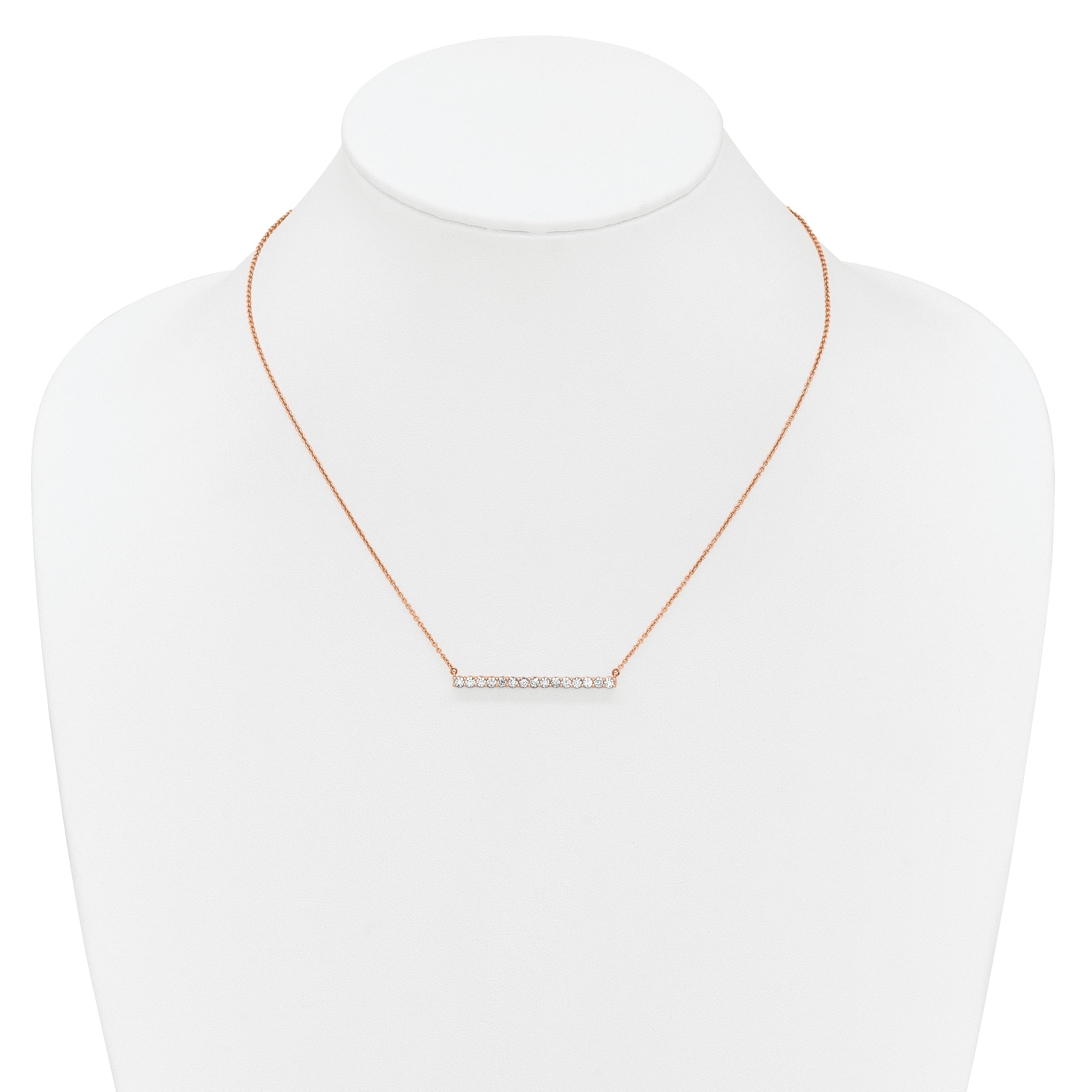 14k Rose Gold 3/4 carat Lab Grown Diamond VS/SI+ G+ 18 inch Bar Necklace