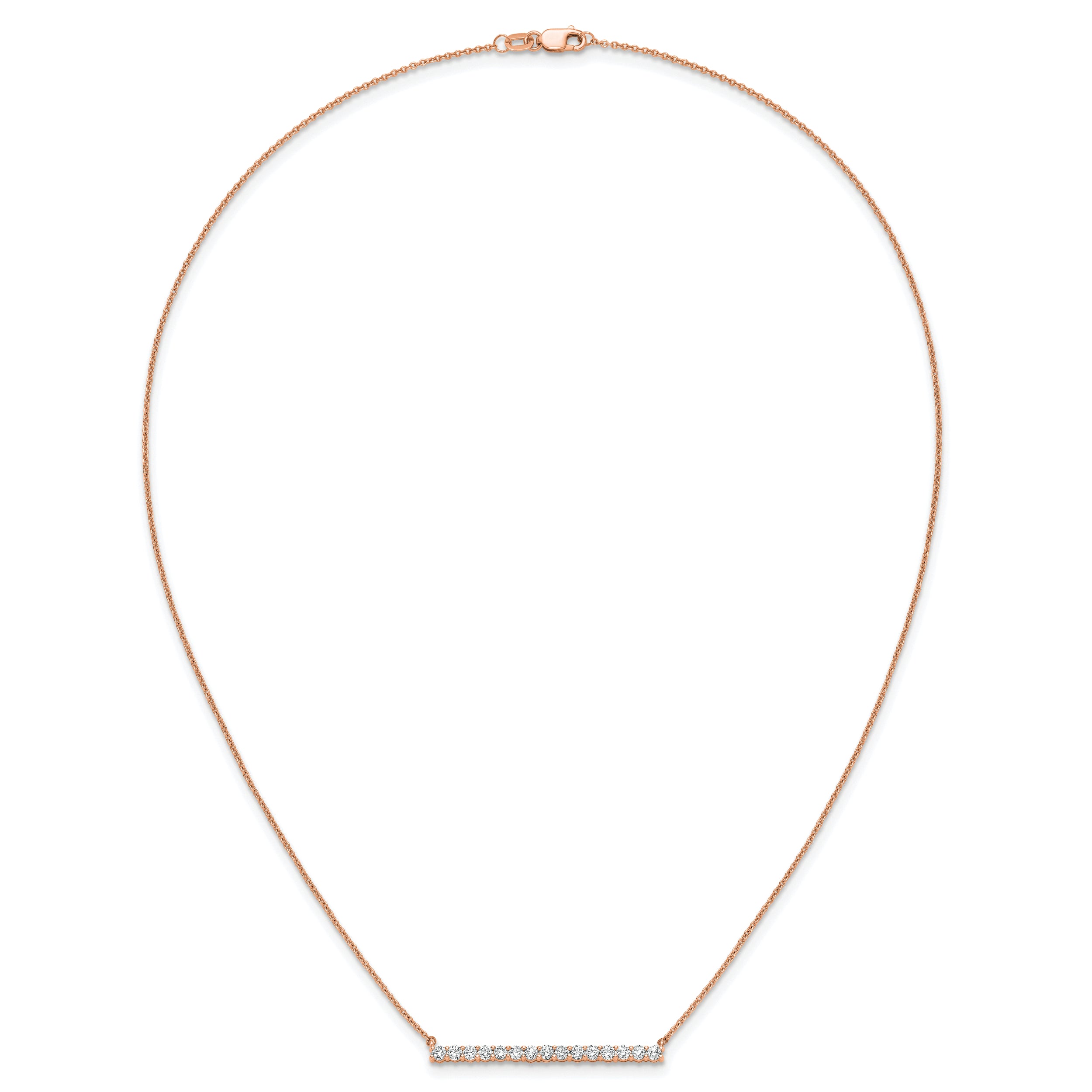 14k Rose Gold 3/4 carat Lab Grown Diamond VS/SI+ G+ 18 inch Bar Necklace