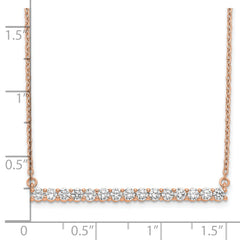 14k Rose Gold 3/4 carat Lab Grown Diamond VS/SI+ G+ 18 inch Bar Necklace
