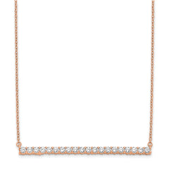 14k Rose Gold 1 carat Lab Grown Diamond VS/SI+ G+ 18 inch Bar Necklace