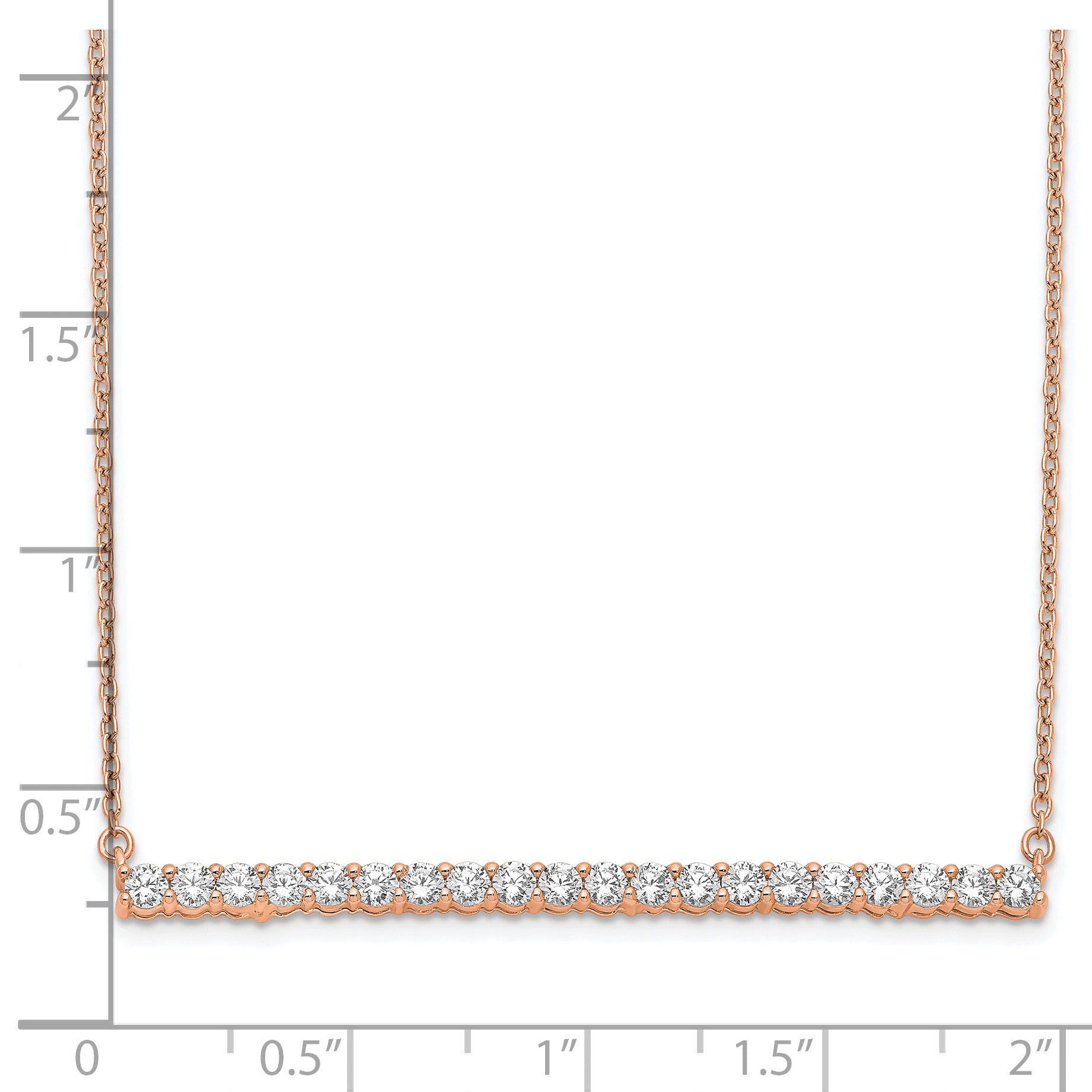 14k Rose Gold 1 carat Lab Grown Diamond VS/SI+ G+ 18 inch Bar Necklace