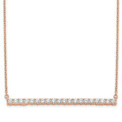 14k Rose Gold 1 carat Lab Grown Diamond VS/SI+ G+ 18 inch Bar Necklace