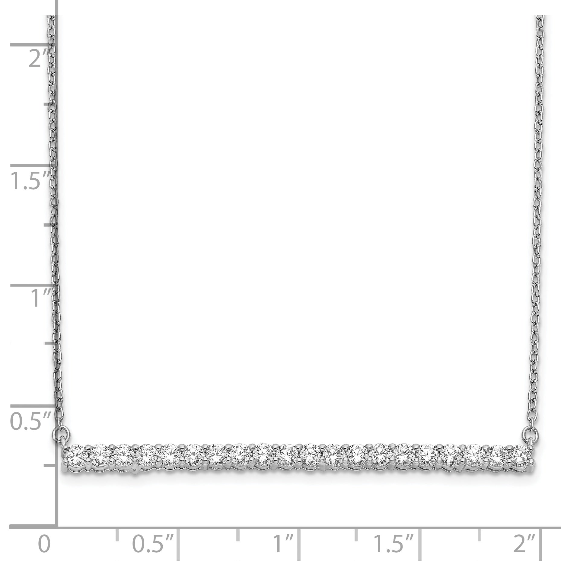 14k White Gold 1 carat Lab Grown Diamond VS/SI+ G+ 18 inch Bar Necklace