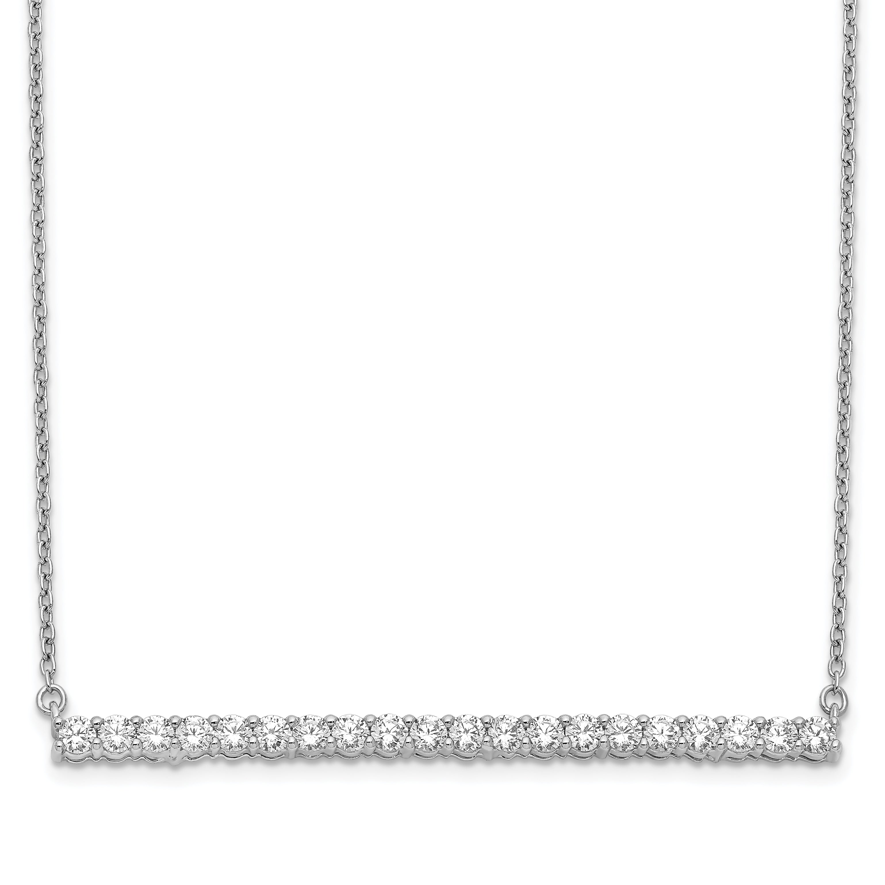 14k White Gold 1 carat Lab Grown Diamond VS/SI+ G+ 18 inch Bar Necklace