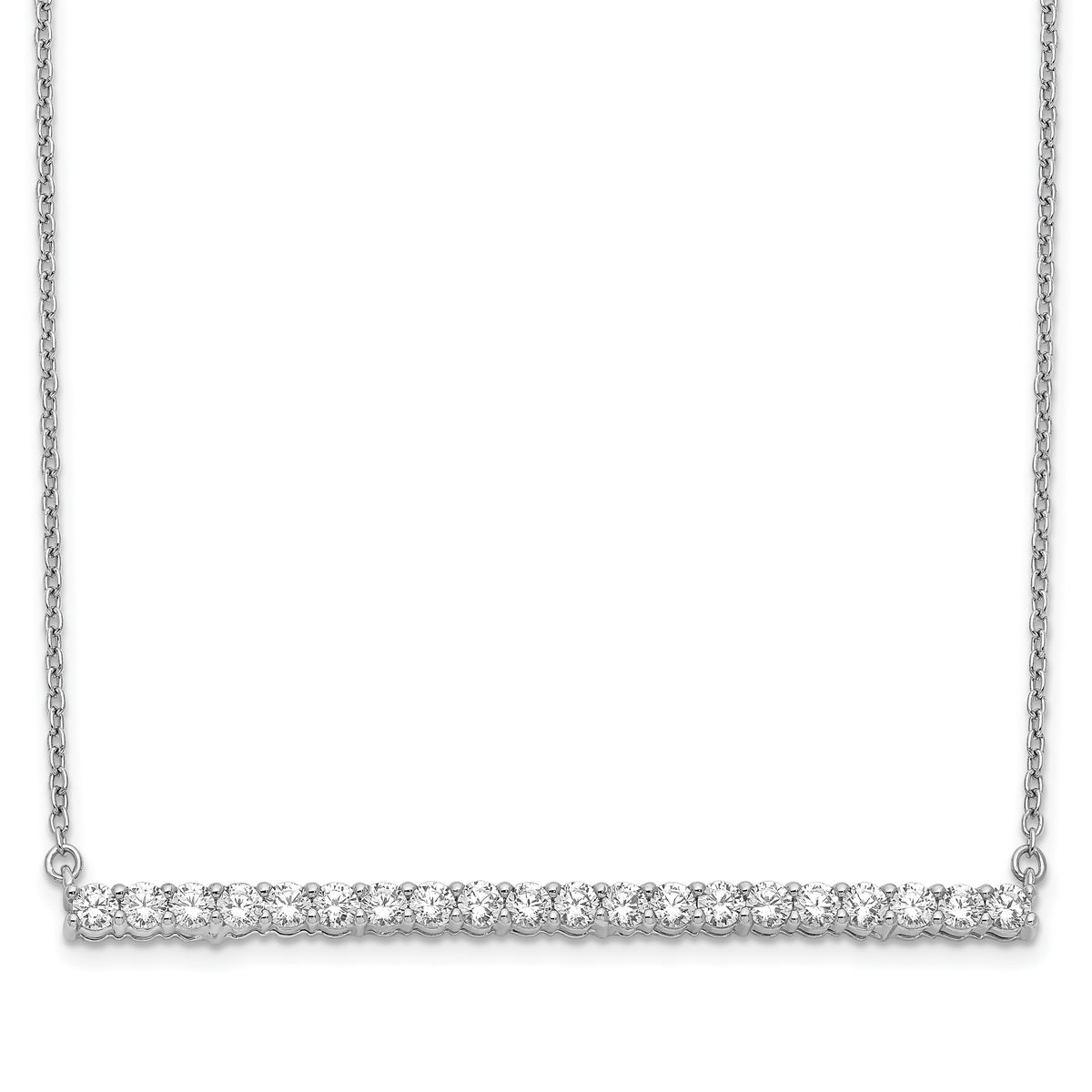 14k White Gold 1 carat Lab Grown Diamond VS/SI+ G+ 18 inch Bar Necklace