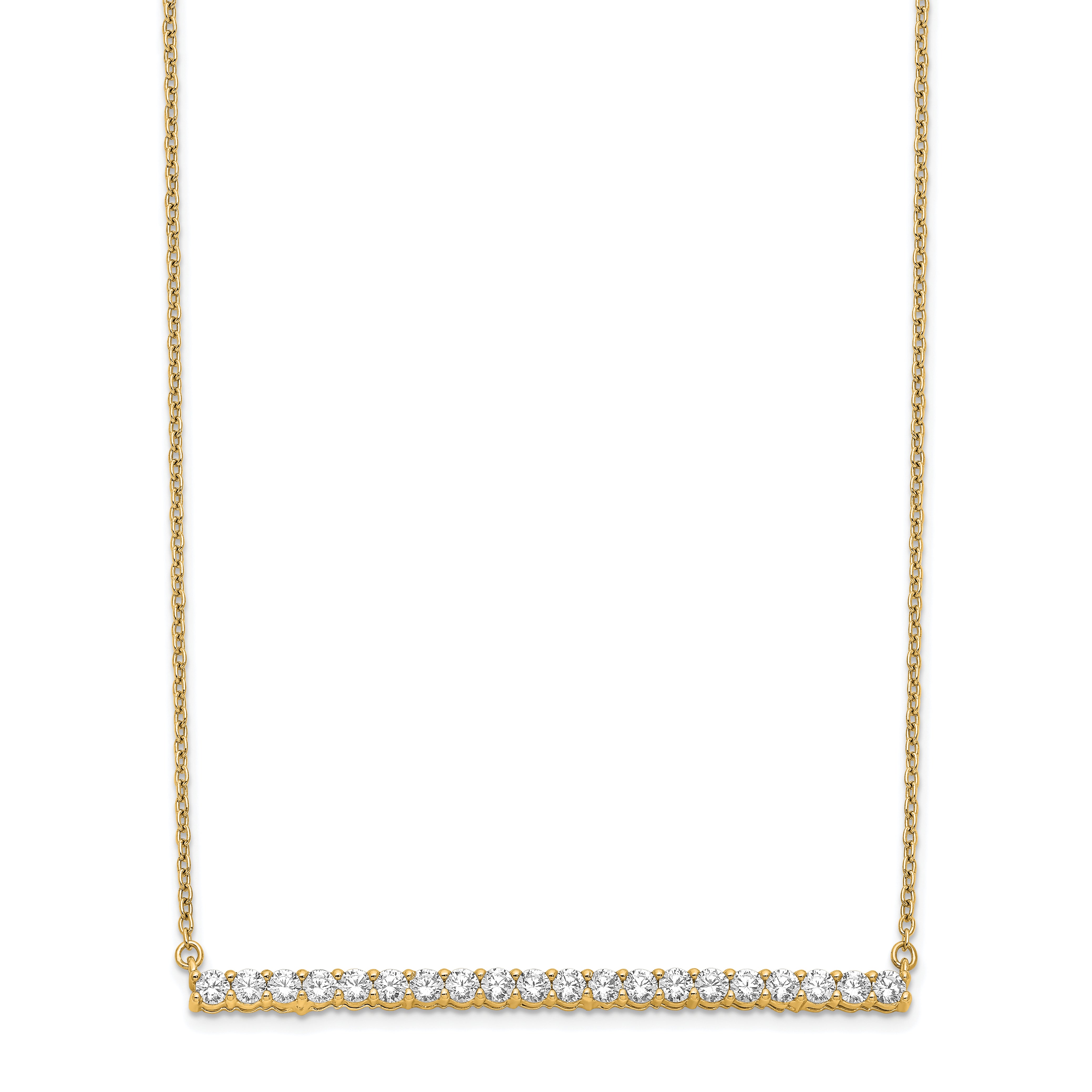 14k 1 carat Lab Grown Diamond VS/SI+ G+ 18 inch Bar Necklace