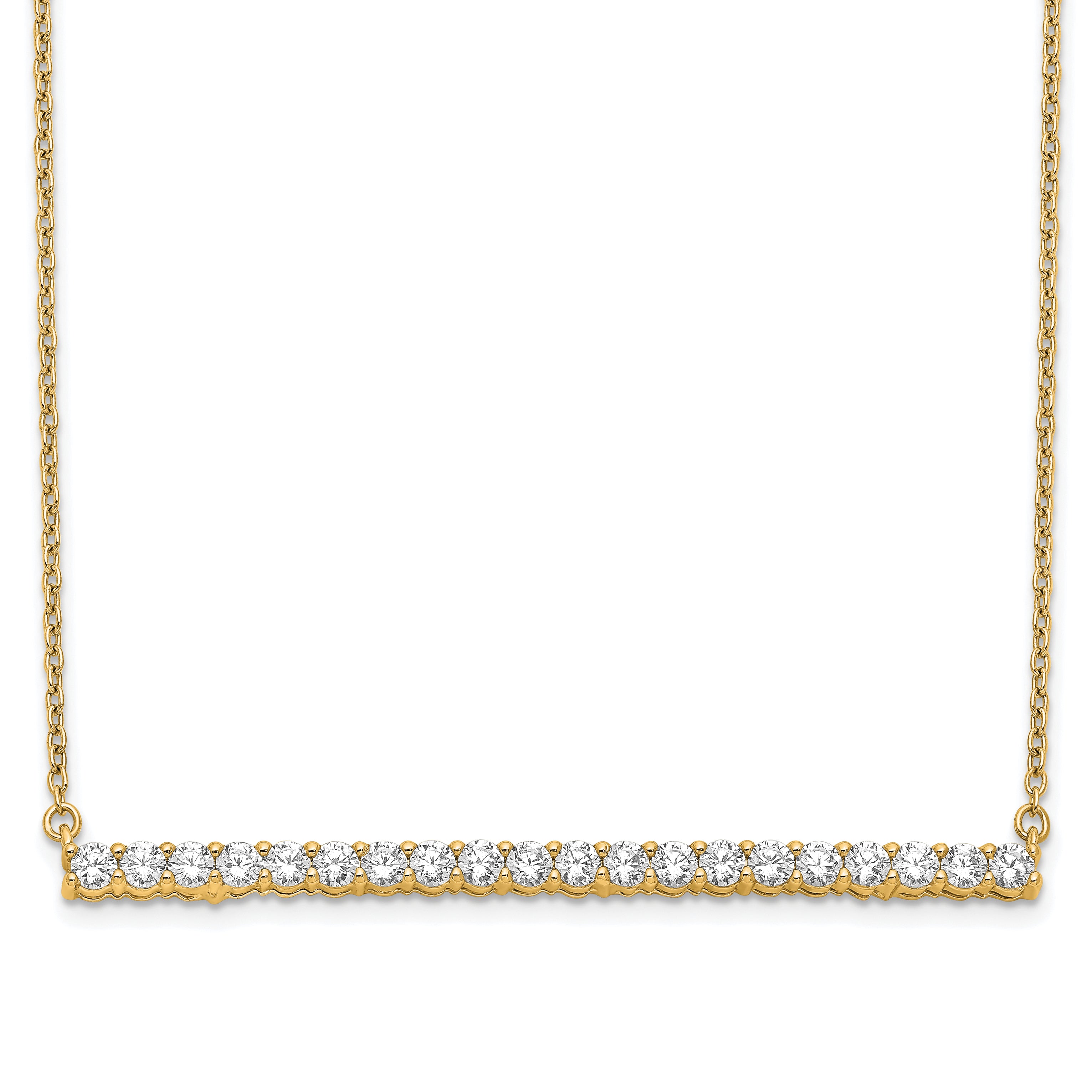 14k 1 carat Lab Grown Diamond VS/SI+ G+ 18 inch Bar Necklace
