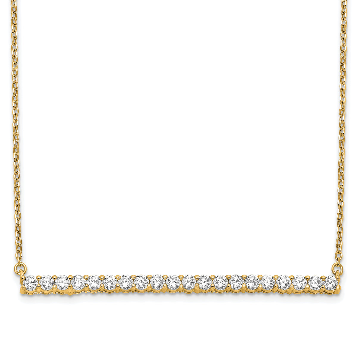 14k 1 carat Lab Grown Diamond VS/SI+ G+ 18 inch Bar Necklace
