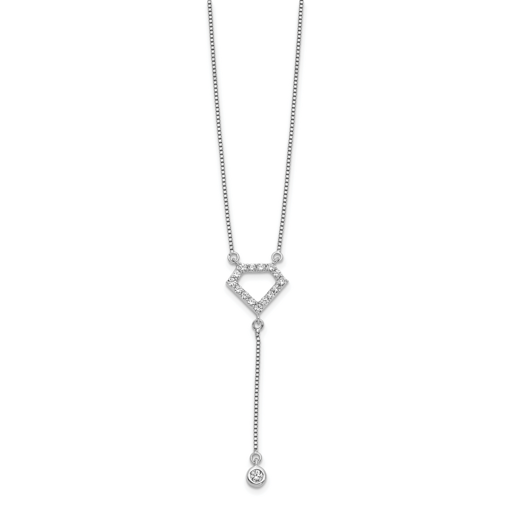 14k White Gold 1/4 carat Lab Grown Diamond VS/SI+ G+ Complete 18 inch Fashion Geometric Diamond Shape Dangle Necklace