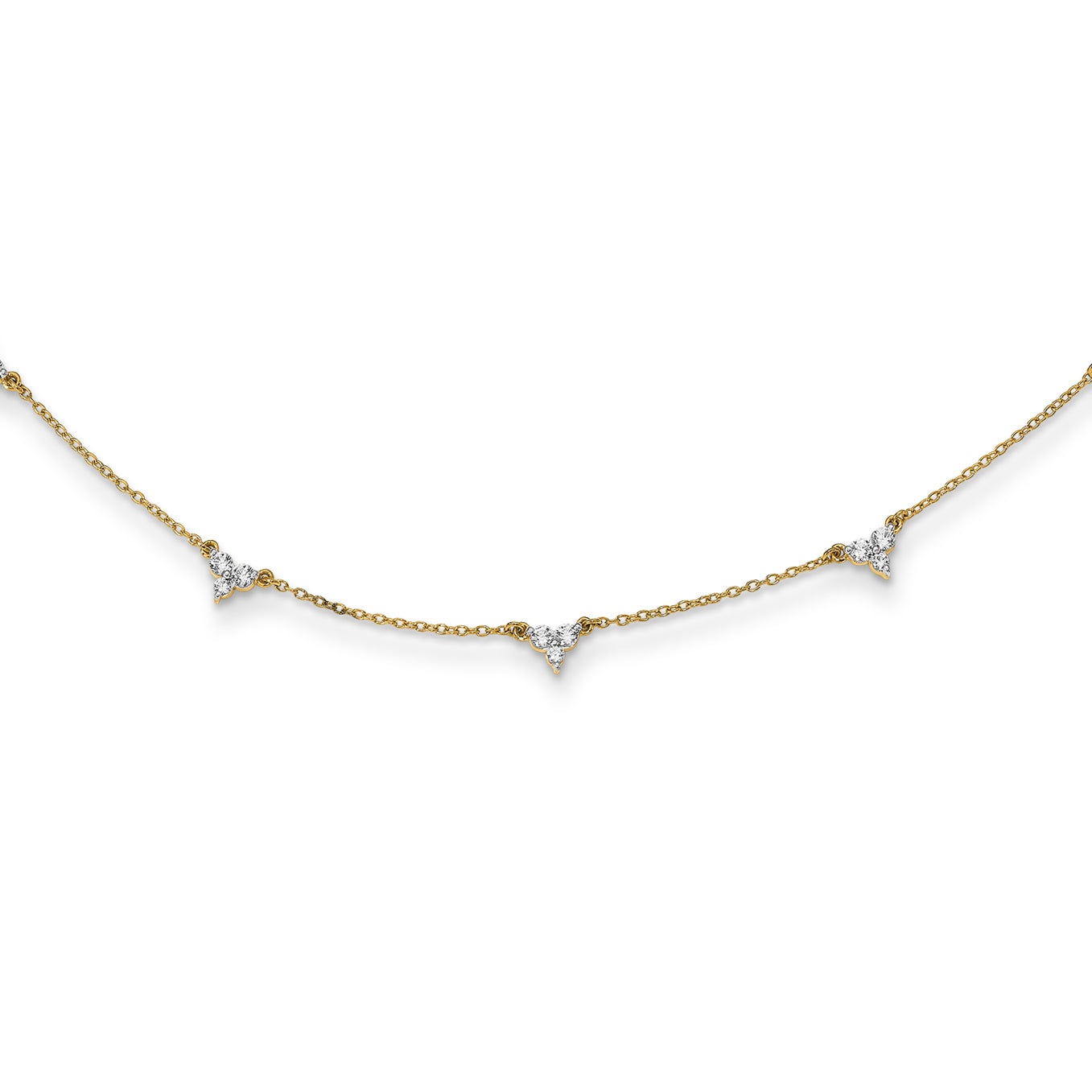 14k 1 carat Lab Grown Diamond VS/SI+ G+ Seven Station 18 inch Necklace