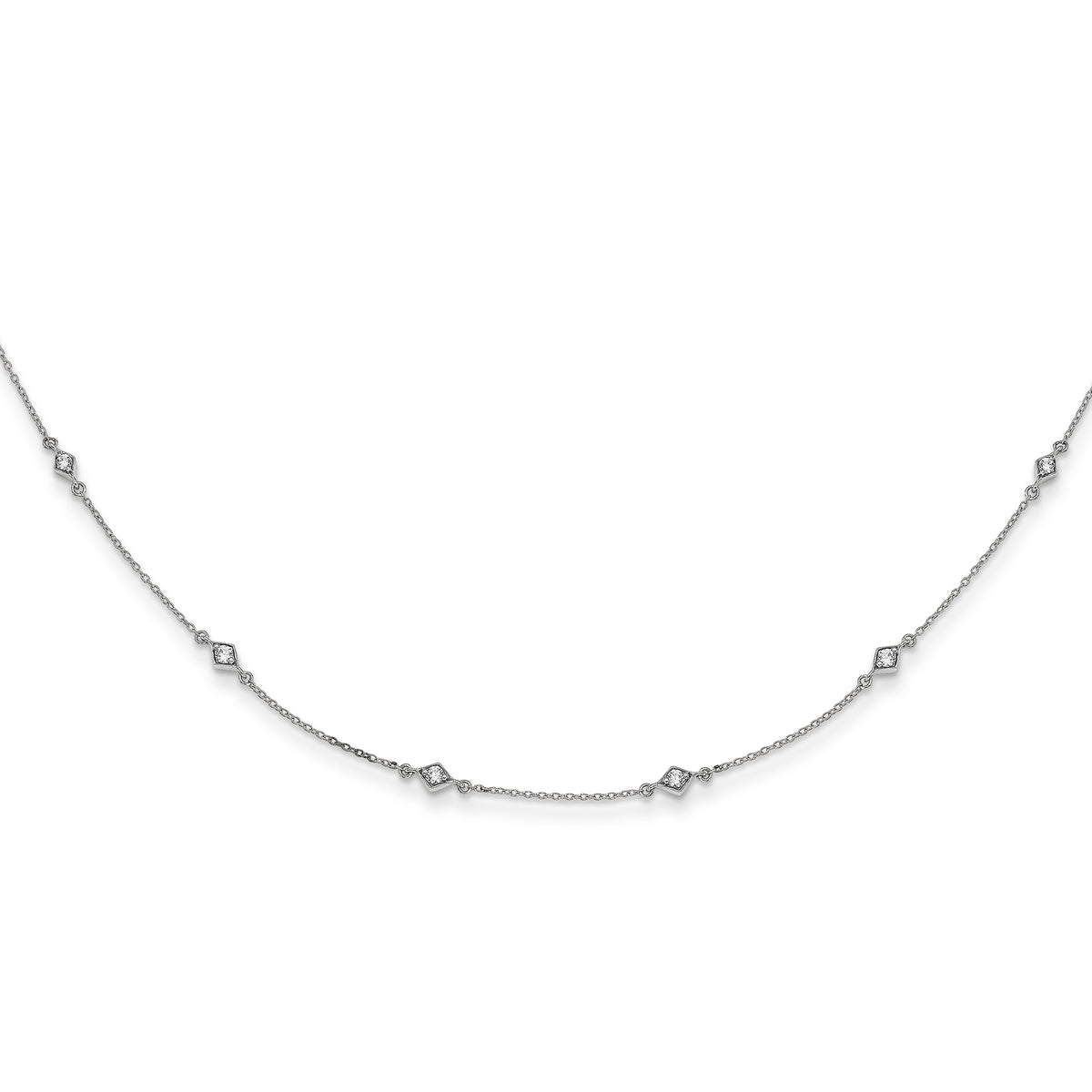 14k White Gold 1/2 carat Lab Grown Diamond VS/SI+ G+ Nine Station 18 inch Necklace