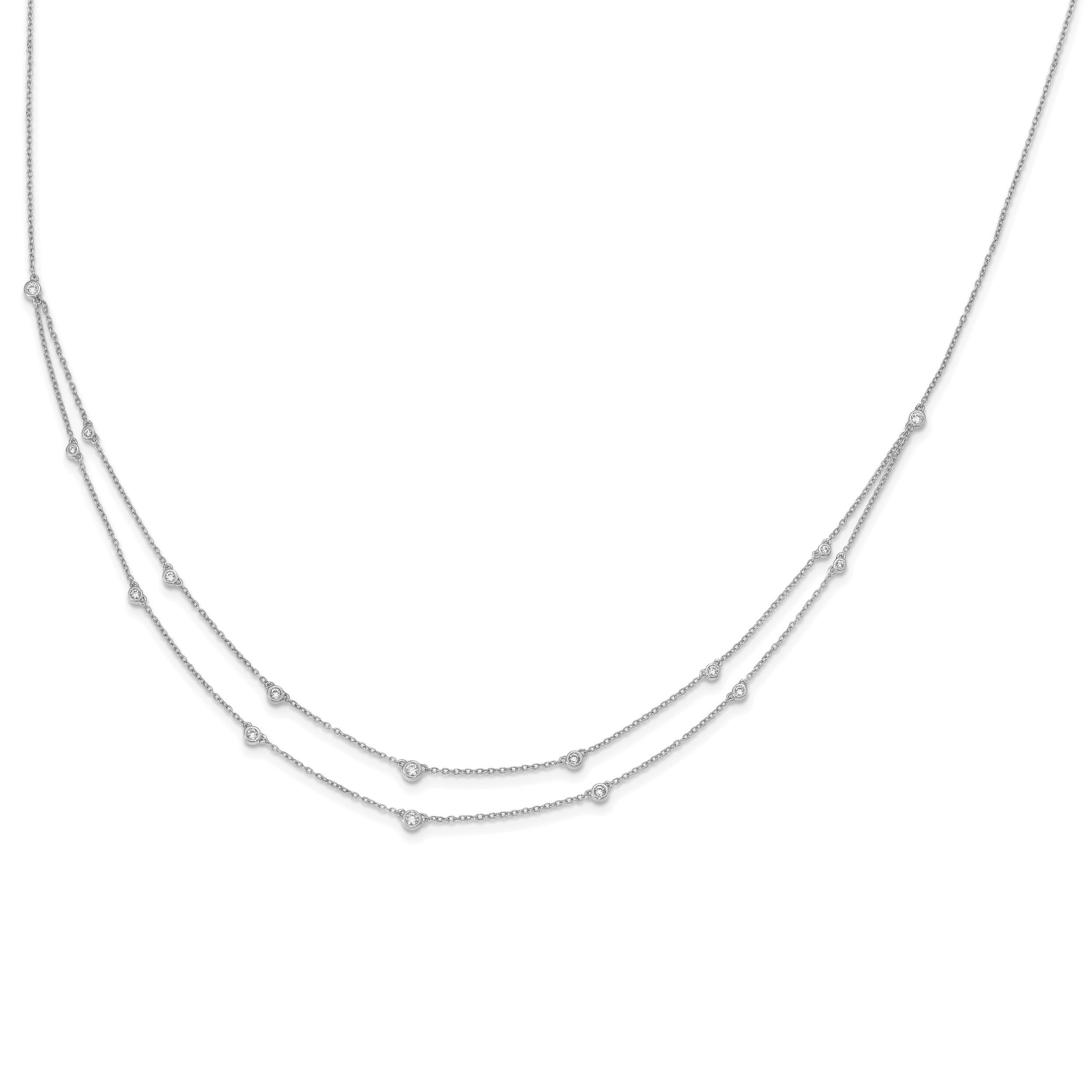 14k White Gold 1/2 carat Lab Grown Diamond VS/SI+ G+ Sixteen Station Double Strand 18 inch Necklace Secondary image