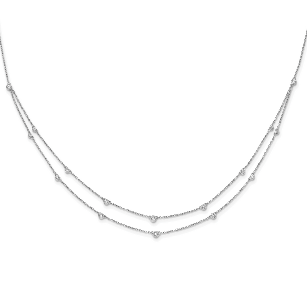 14k White Gold 1/2 carat Lab Grown Diamond VS/SI+ G+ Sixteen Station Double Strand 18 inch Necklace