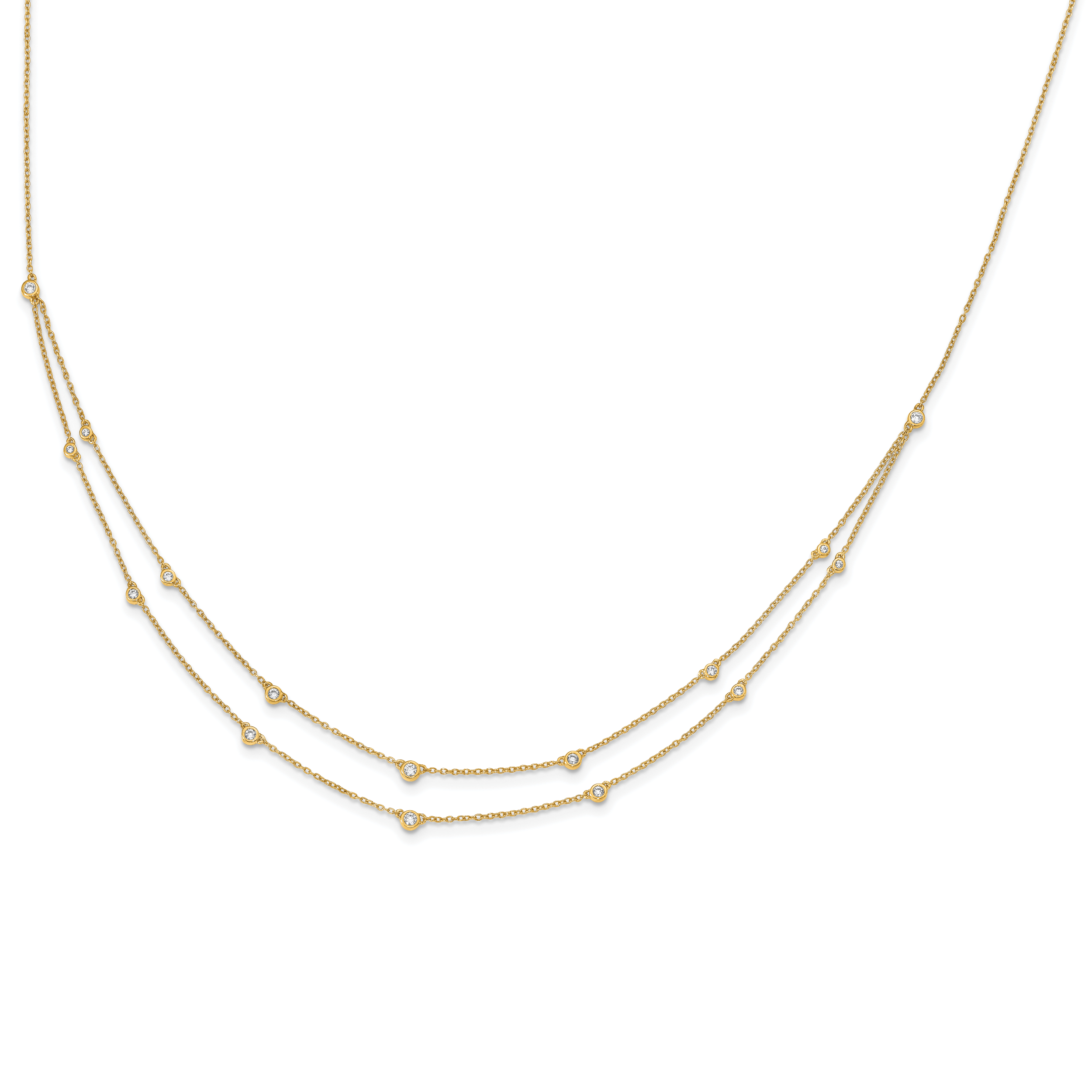 14k 1/2 carat Lab Grown Diamond VS/SI+ G+ Sixteen Station Double Strand 18 inch Necklace Secondary image
