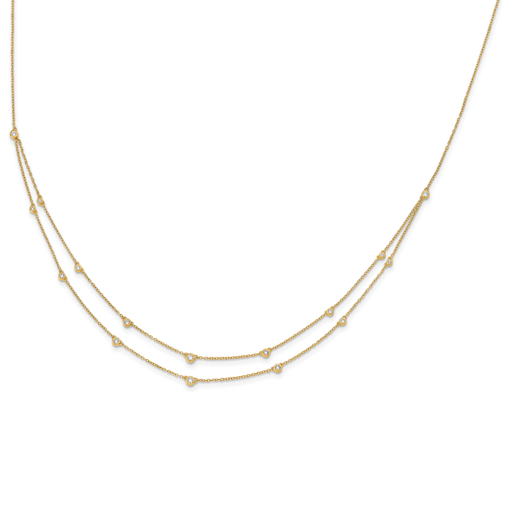 14k 1/2 carat Lab Grown Diamond VS/SI+ G+ Sixteen Station Double Strand 18 inch Necklace