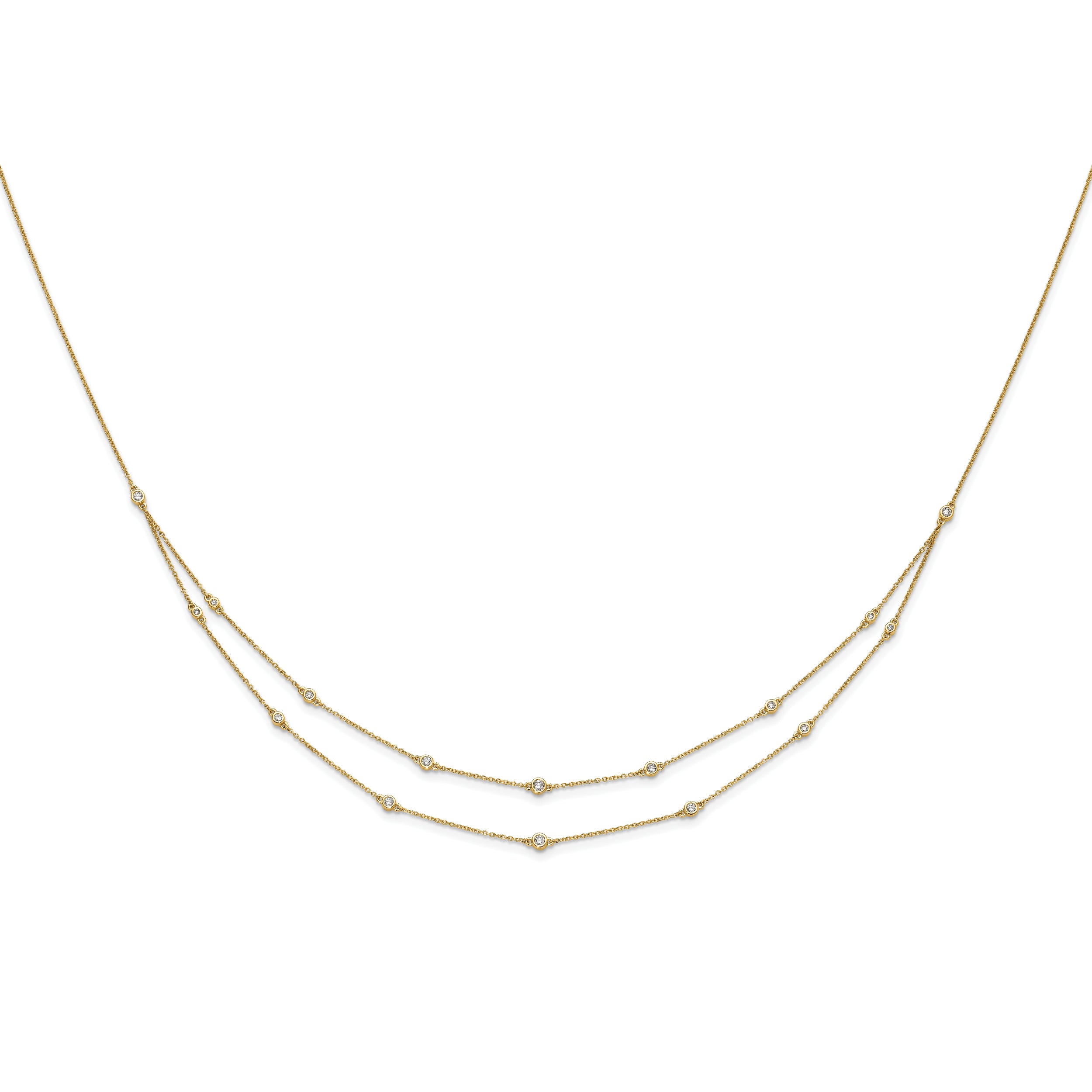 14k 1/2 carat Lab Grown Diamond VS/SI+ G+ Sixteen Station Double Strand 18 inch Necklace