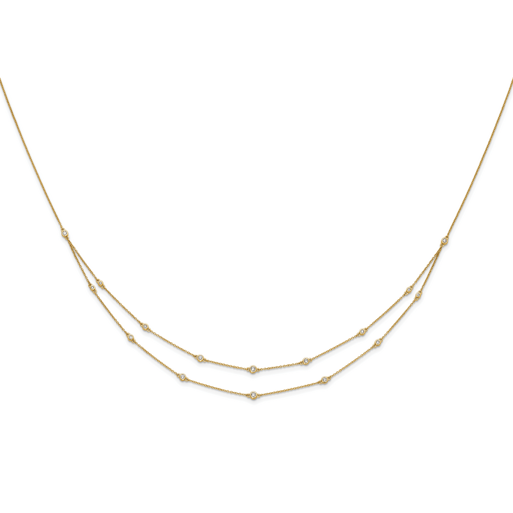 14k 1/2 carat Lab Grown Diamond VS/SI+ G+ Sixteen Station Double Strand 18 inch Necklace