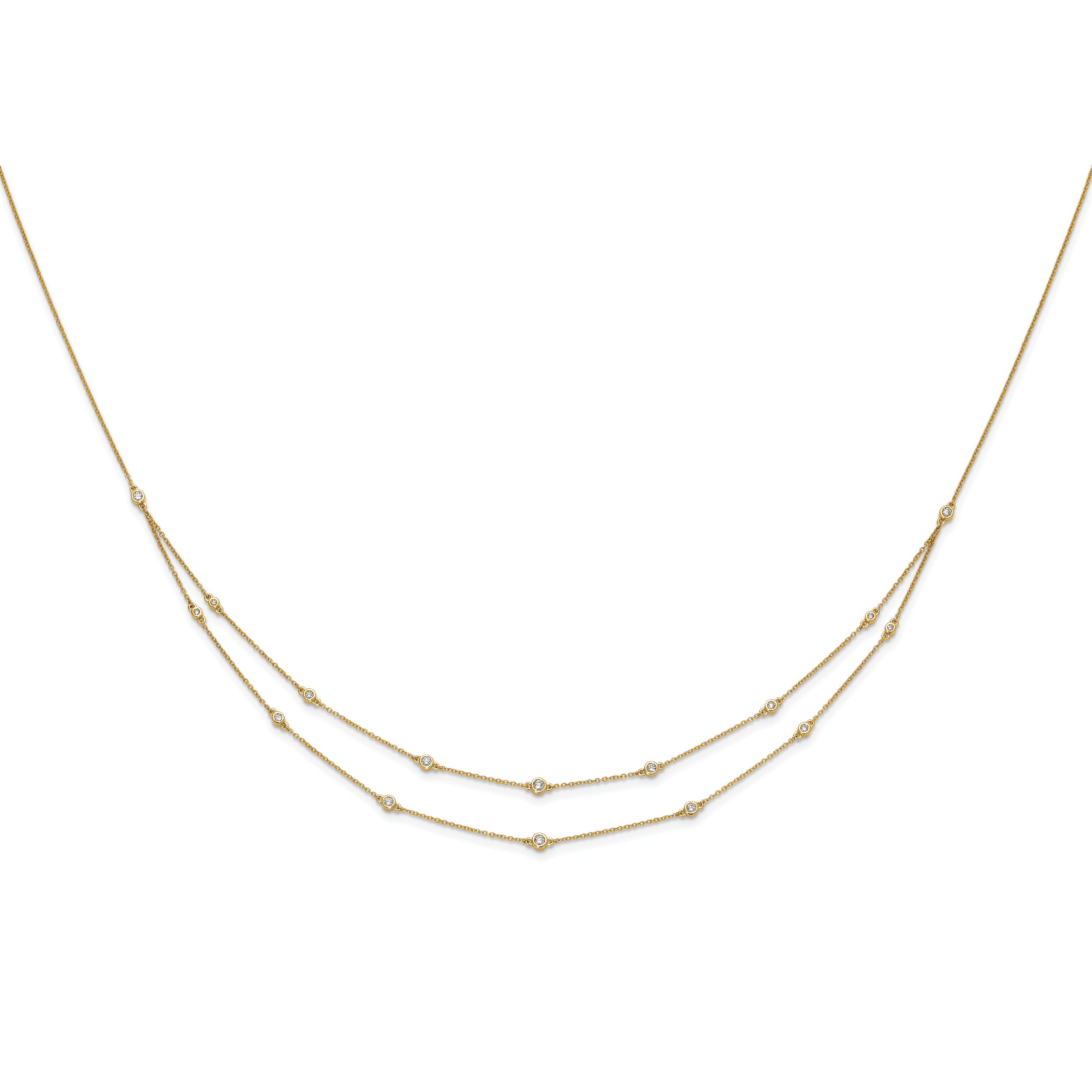 14k 1/2 carat Lab Grown Diamond VS/SI+ G+ Sixteen Station Double Strand 18 inch Necklace
