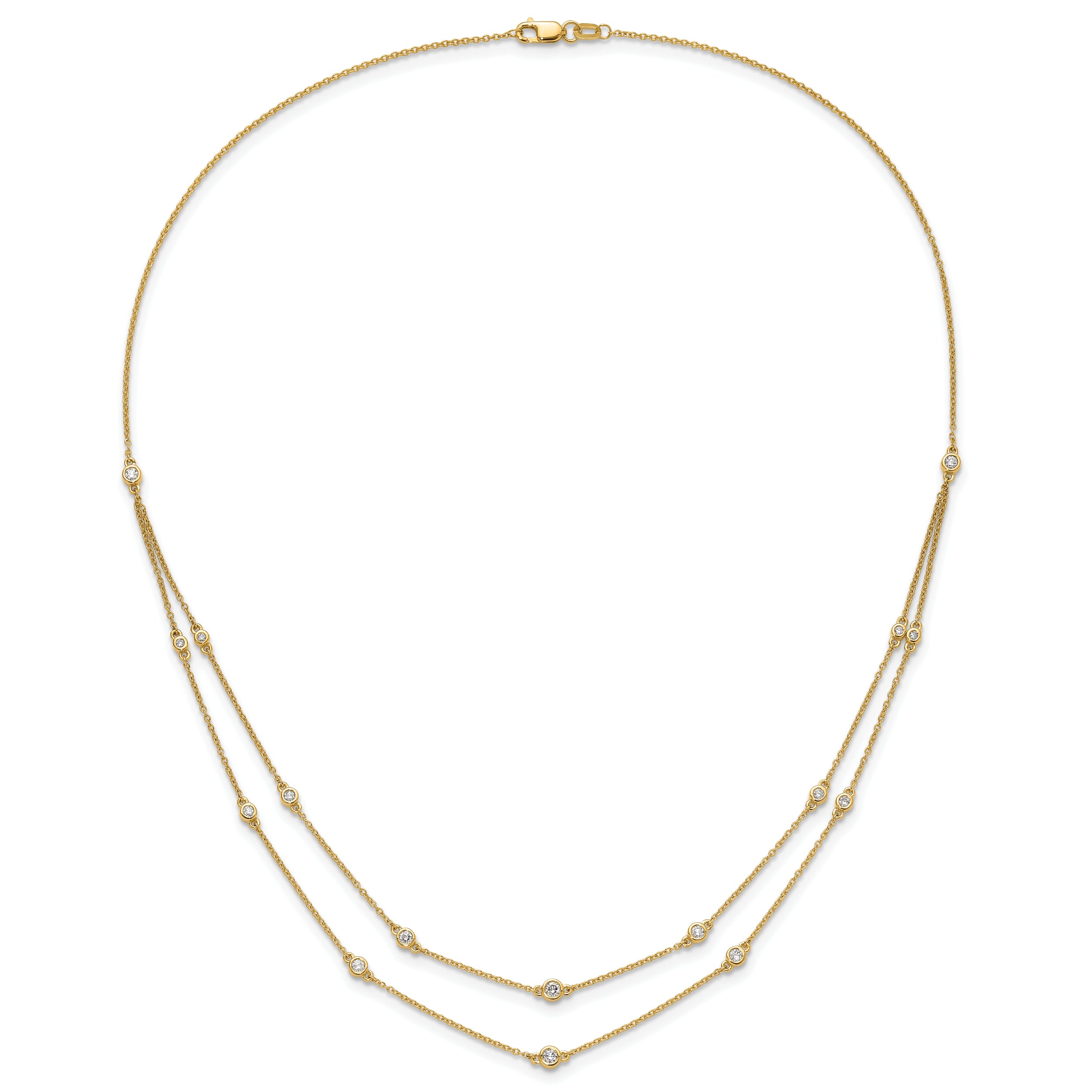 14k 1/2 carat Lab Grown Diamond VS/SI+ G+ Sixteen Station Double Strand 18 inch Necklace