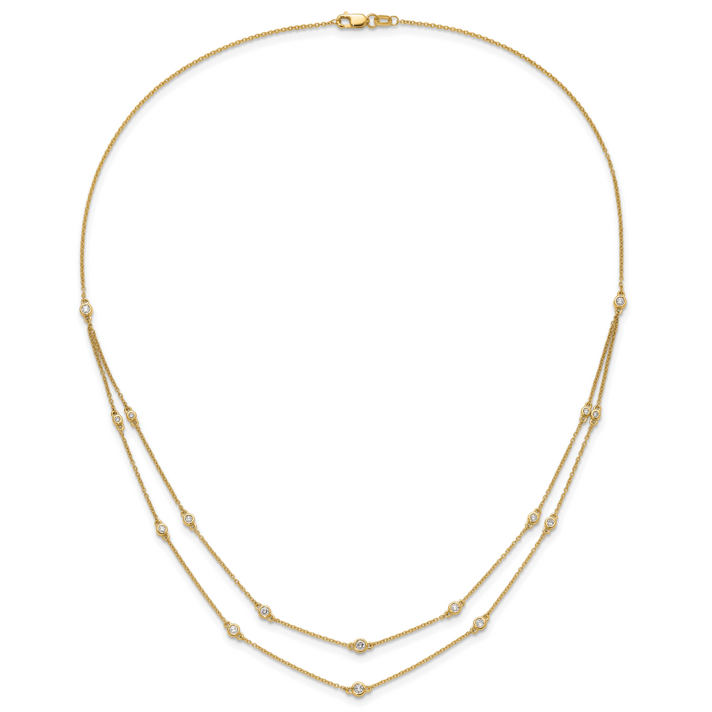 14k 1/2 carat Lab Grown Diamond VS/SI+ G+ Sixteen Station Double Strand 18 inch Necklace